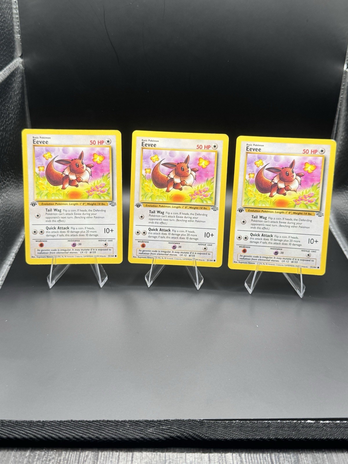 Eevee 51/64 Jungle Regular Lot of 3. All First Edition. Pokemon Card