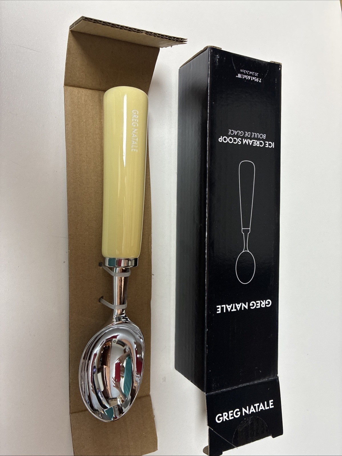 Greg Natale Ice Cream Scooper  Yellow Handle 7.95 X 1.65 X 1.18”
