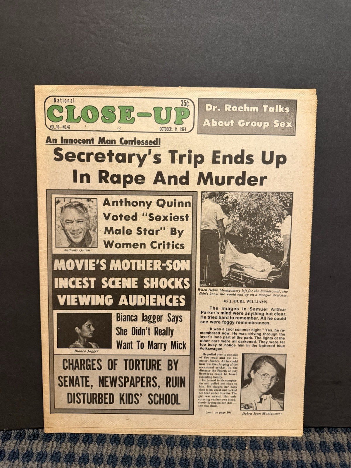 1974 Oct 14th National Close-Up Newspaper, Bianca Jagger, Anthony Quinn (10U)