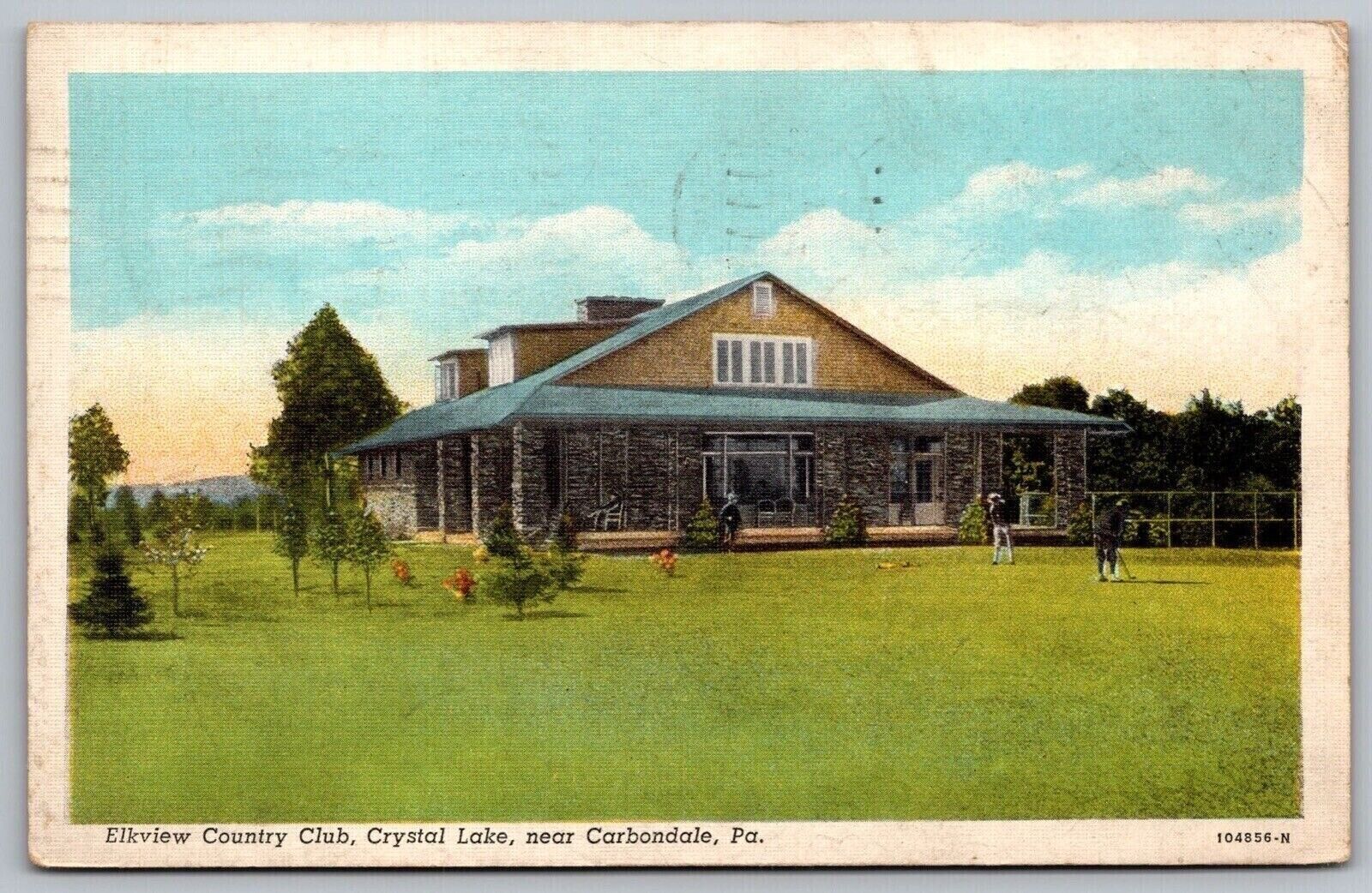 Carbondale PA Elkview Country Club Crystal Lake Linen Cancel WOB Postcard
