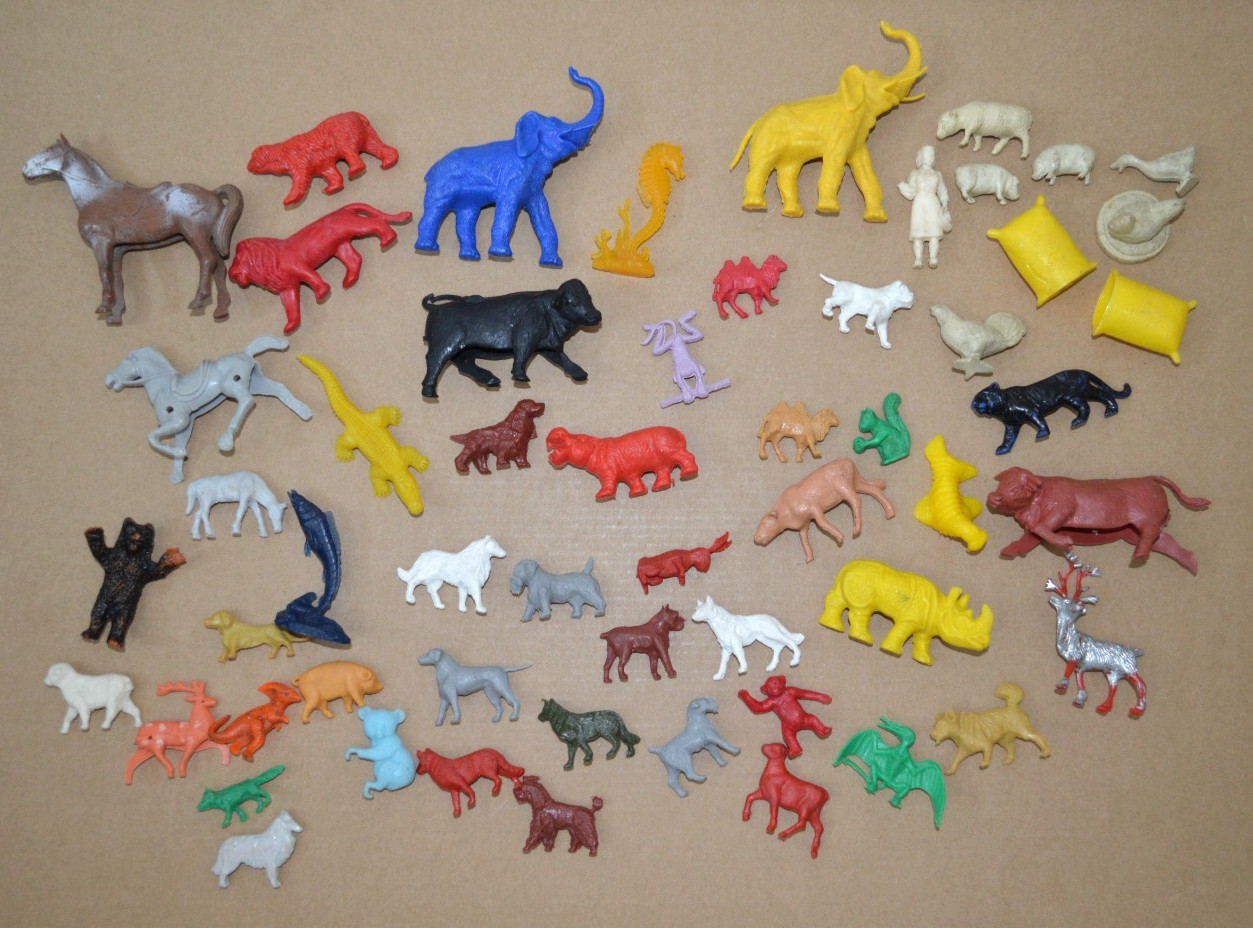 Vintage 1960\'s Lot Plastic Animals Dogs Elephants Horses and More Vintage 1960\'s Lot Plastic Animals Dogs Elephants Horses and More