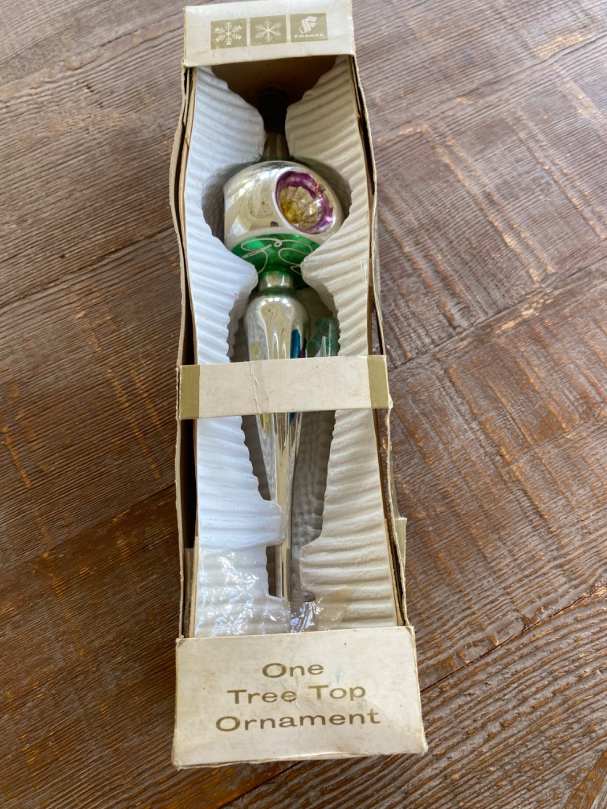 WOW RARE Franke Triple Indent Reflector 11.5” Finial Glass Ornament IN ORG BOX
