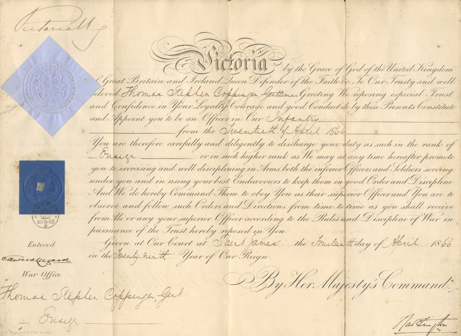 Queen Victoria ~ Signed Autographed Royal Military Document ~ PSA DNA