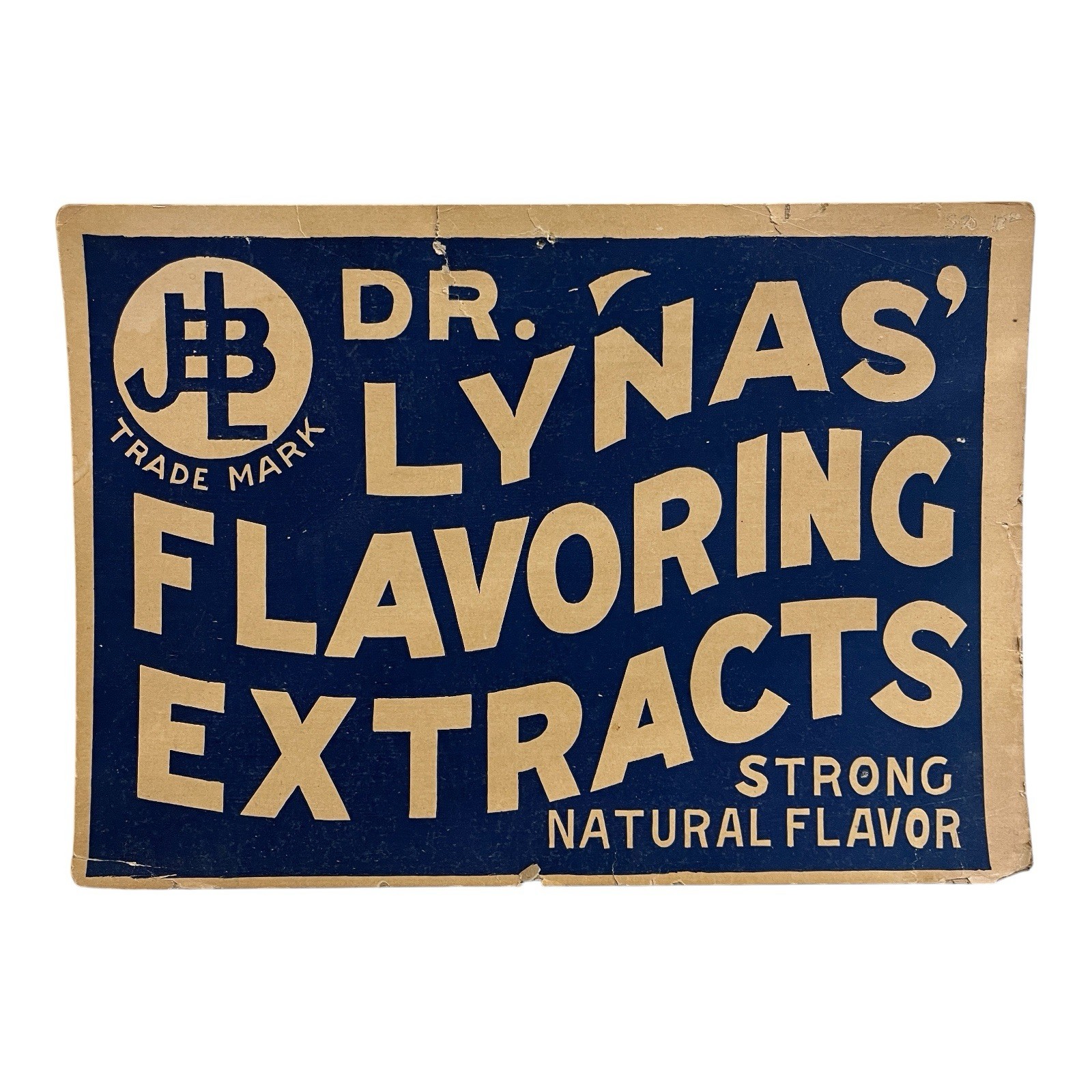 Dr Lynas Flavoring Extract Early Antique Cardstock Sign