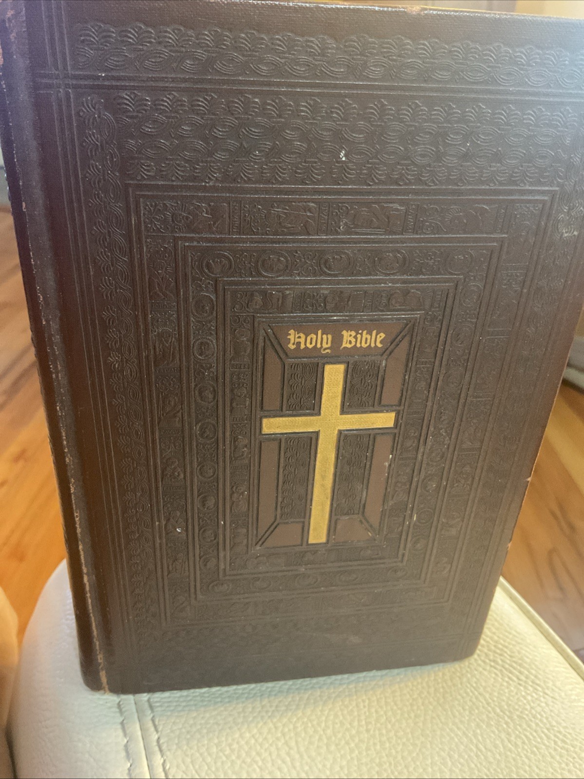 VTG 1953 Holy Bible Catholic Family Edition John J Crawley Illuminated Art gilt