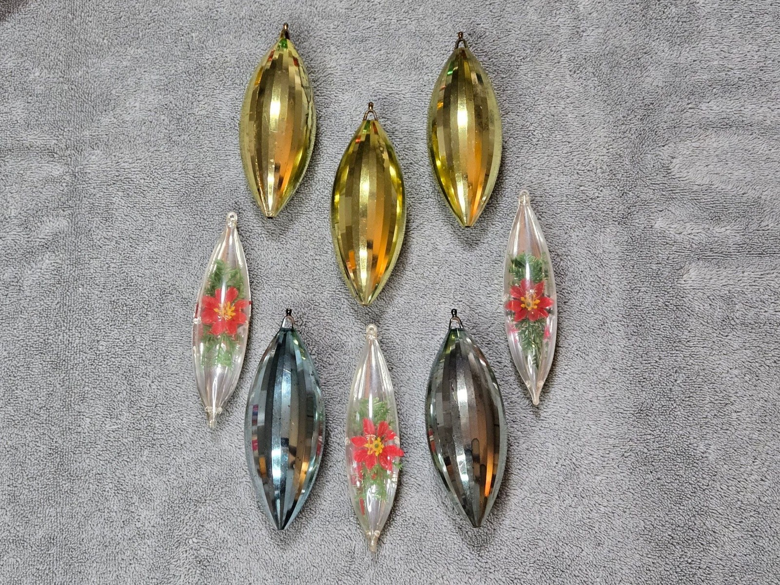 Vintage Jewelbrite Christmas Ornaments Diorama Teardrop Lot Of 8