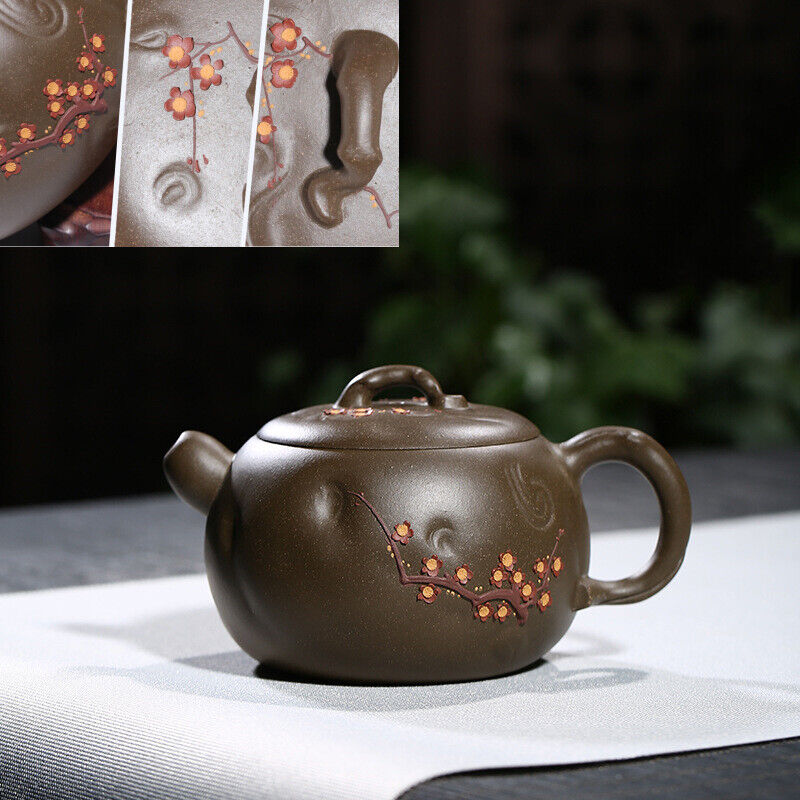 yixing zisha green clay Pottery handmade tea pot marked true pot floral Teapot