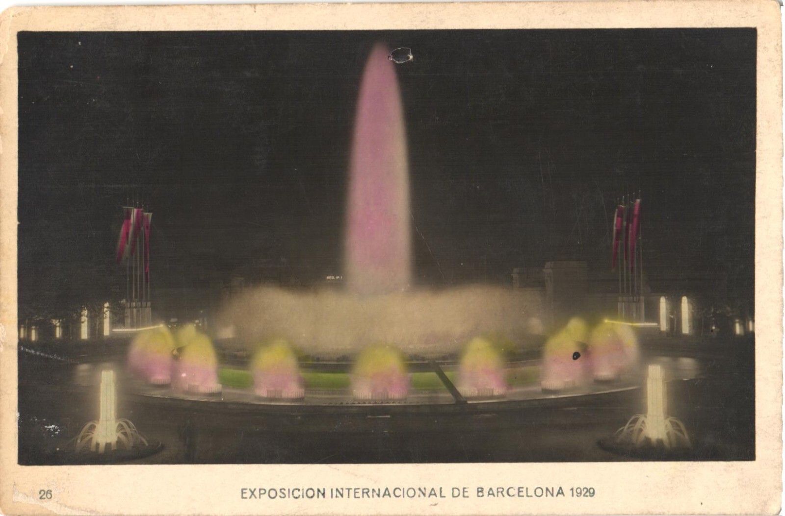 Barcelona Spain 1929 Intl Expo Magic Fountain Night RPPC Postcard Unused