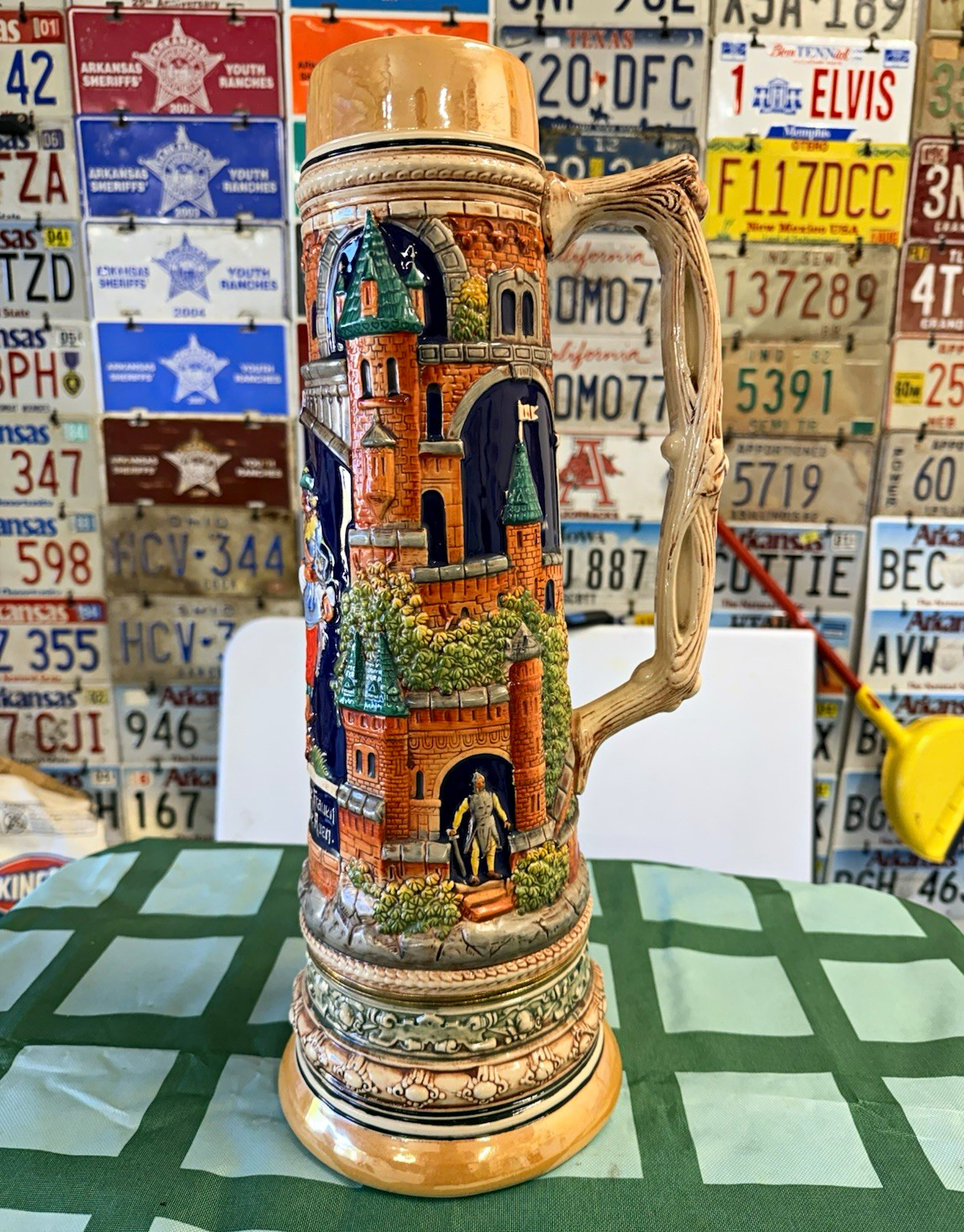 Vintage Gerz West Germany 19” Castle Beer Stein 4L Relief Medieval NO LID