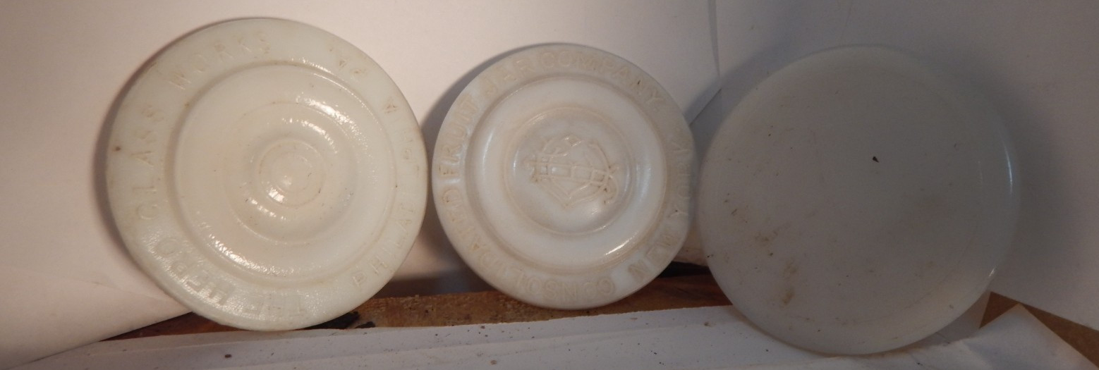 antique fruit jar lids milk glass-The Hero glass works &Consolidated Fruit Jar C