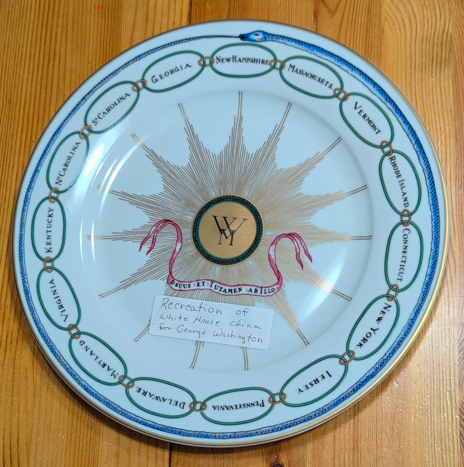 White House Collection George Washington 1789-1797 Porcelain Dinner Plate