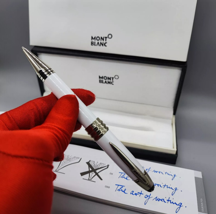 Mont blanc Mb164 White Platinum Classique Trim ballpoint pen With Box