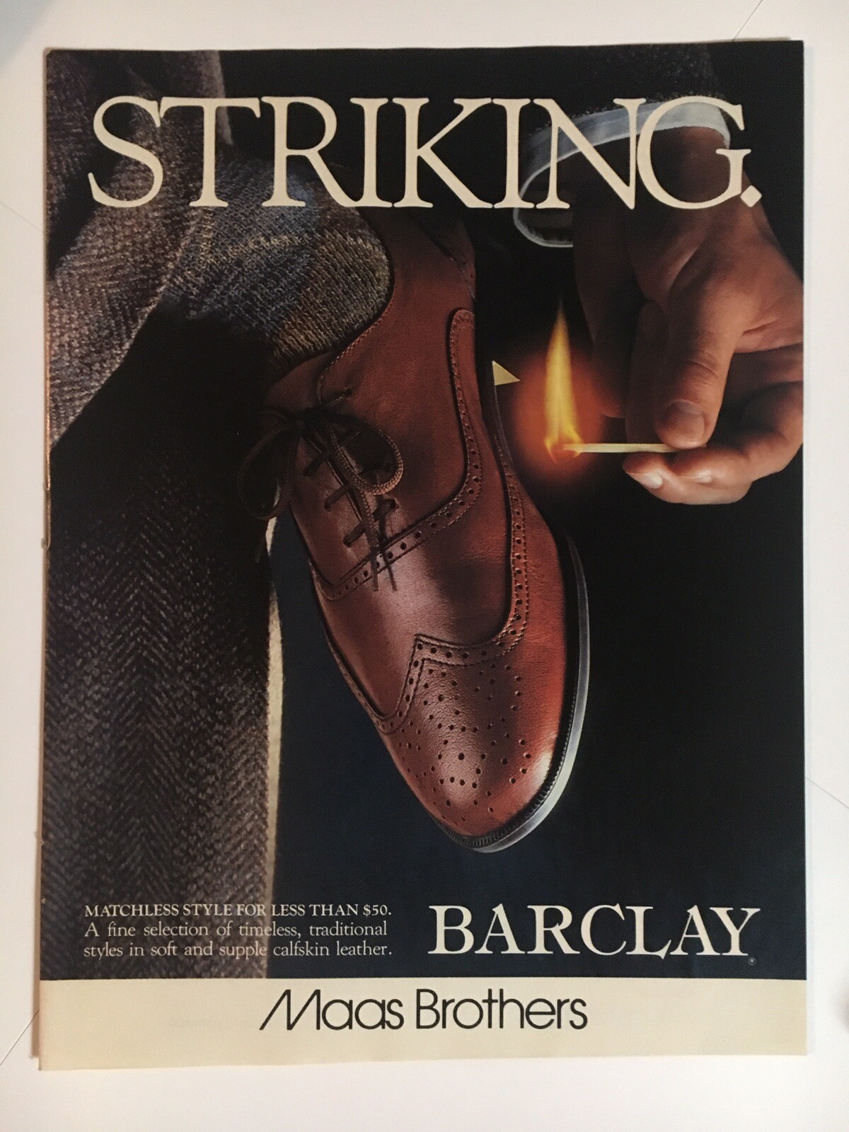 Barclay Shoes 1987 Vintage Print Ad 8x11 Inches