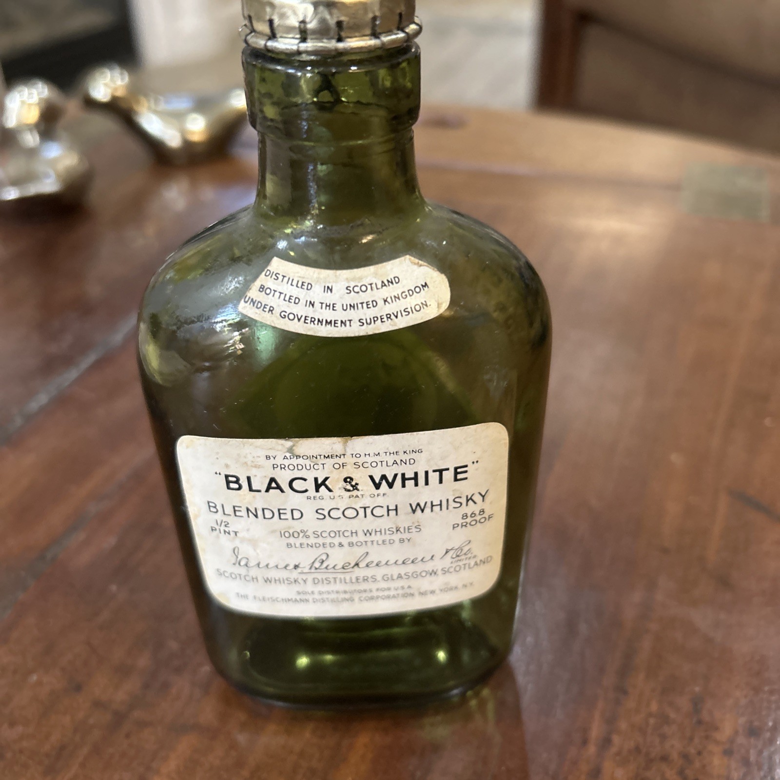 Scotch Whisky Green Empty Bottle Black & White Buchanan's VINTAGE Antique Old