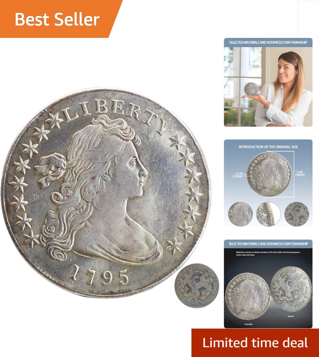 Exquisitely Crafted 1795 American Peace Coin Replica - A Numismatic Treasure