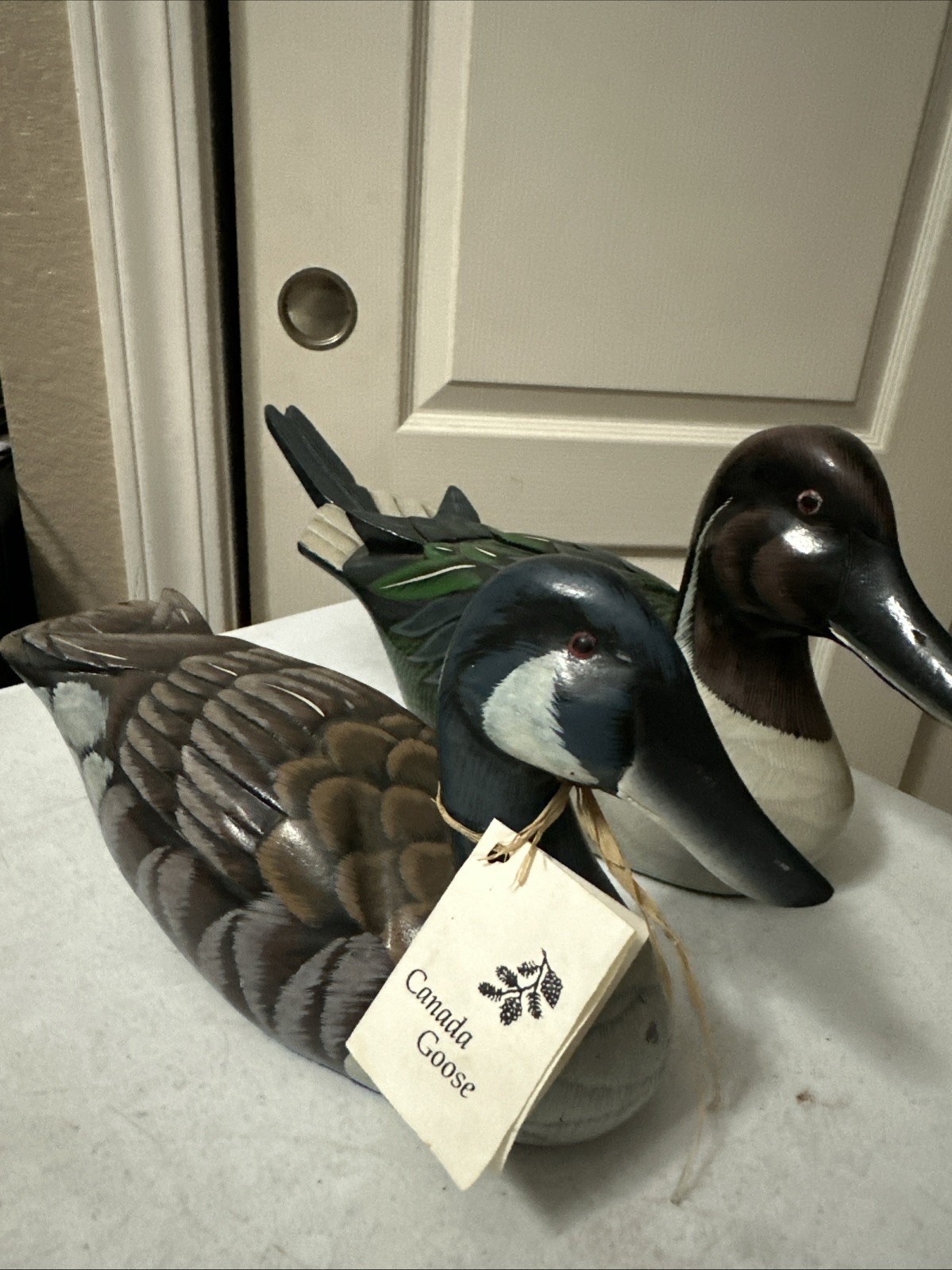 2 Vintage Wildfowler Wood Carved Mallard Duck Hand Painted Canada Goose SOS J V