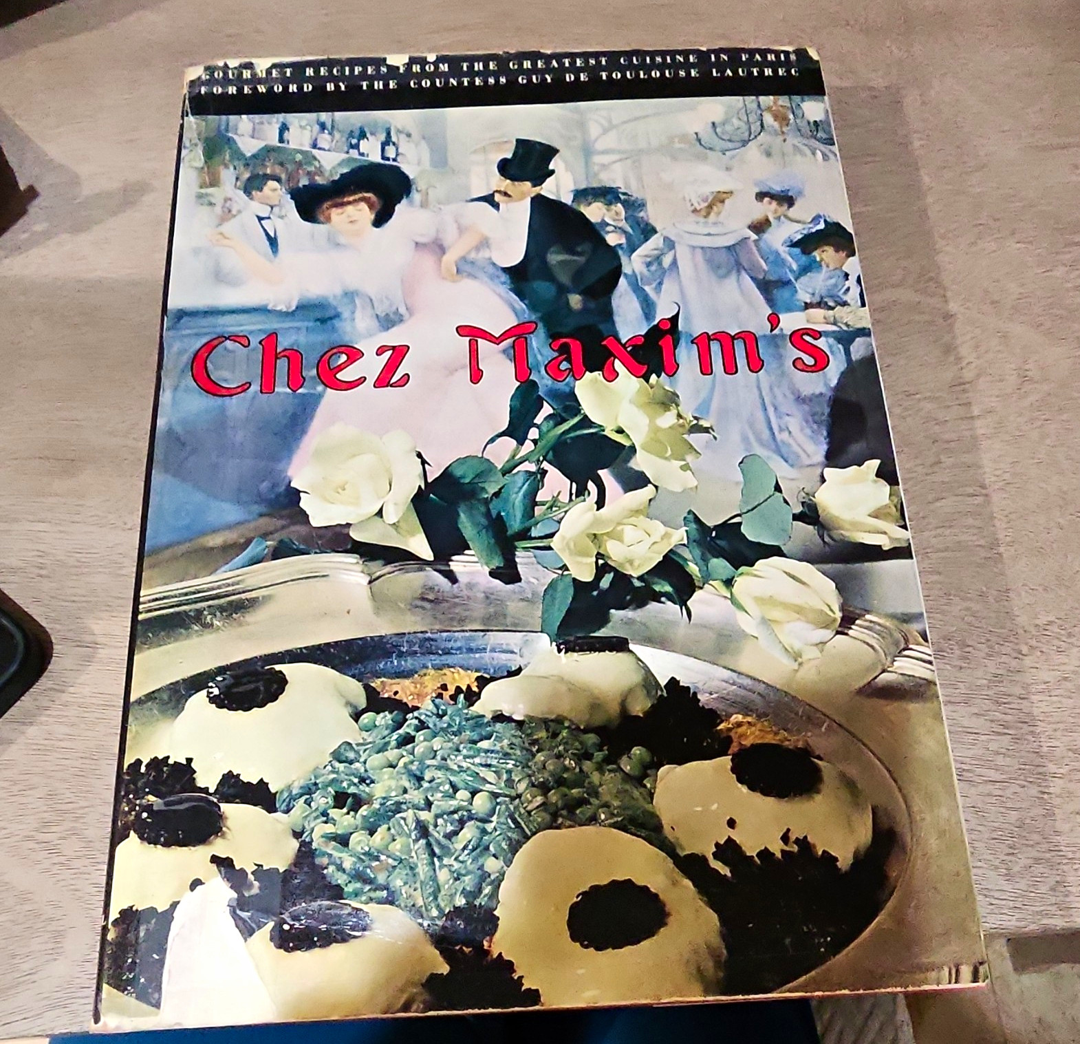 Vintage 1962 Chez Maxim\'s Cookbook First Edition Hardcover Dust Jacket Paris