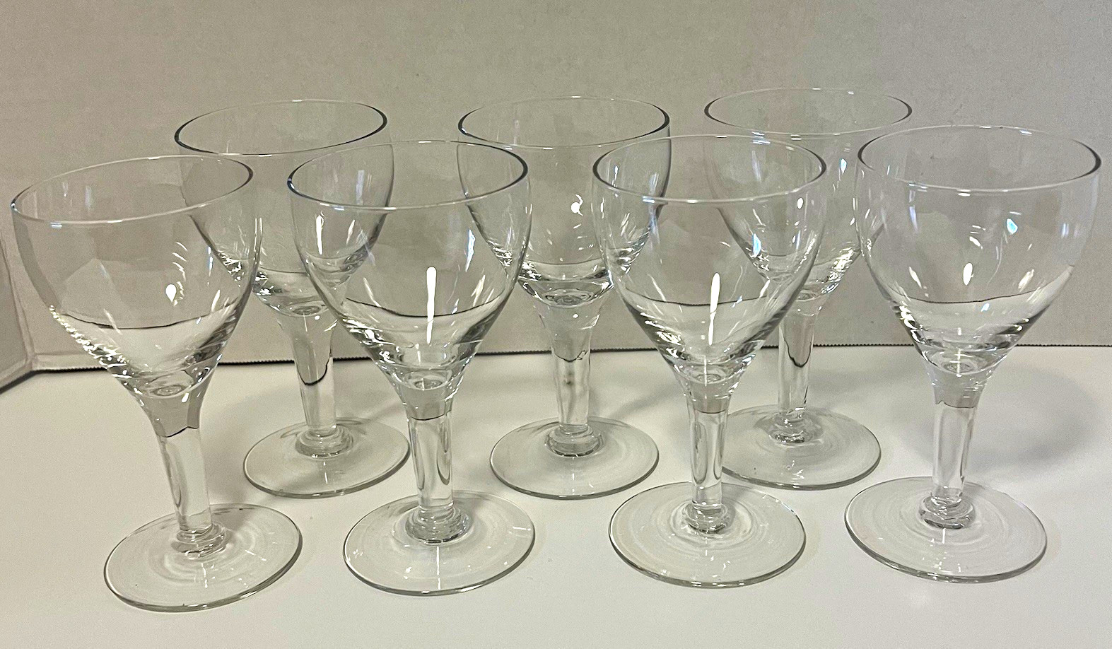 Set of 7 Crystal Stemware Wine Glasses 4.75”H Vintage