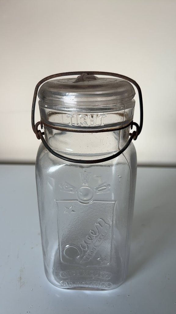 Vintage Queen Wide Mouth Mason Jar with Wire Bail