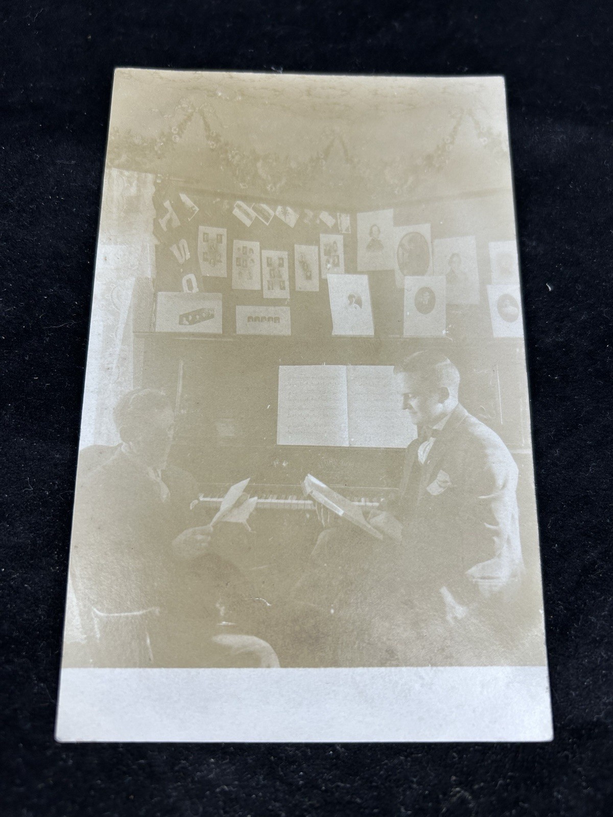 RPPC Tri-State College Angola, IN Trine University Interior Piano 1909 TSC Men