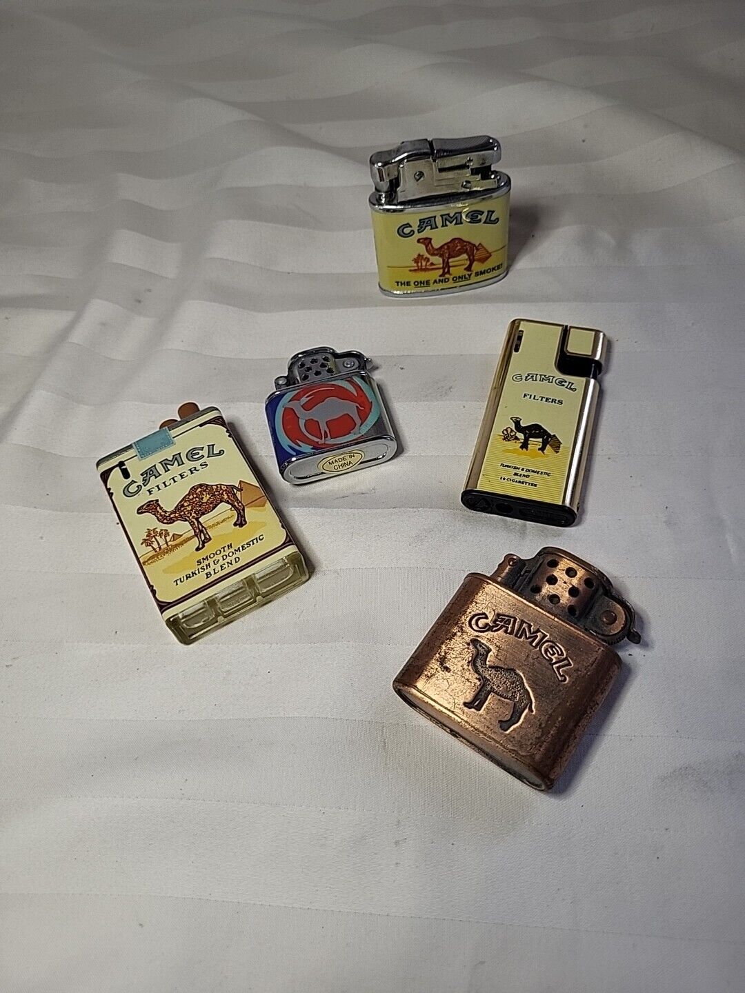 Lot of 5 Vintage Camel cigarette lighters 