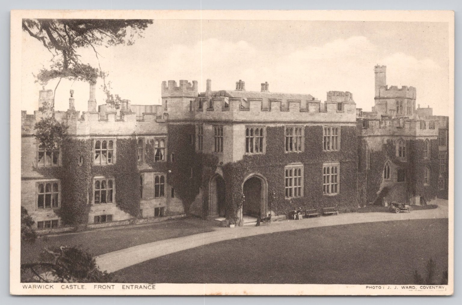 Warwick Castle Front Entrance Postcard c.1910s J. J. Ward Coventry Vintage Warwick Castle Front Entrance Postcard c.1910s J. J. Ward Coventry Vintage