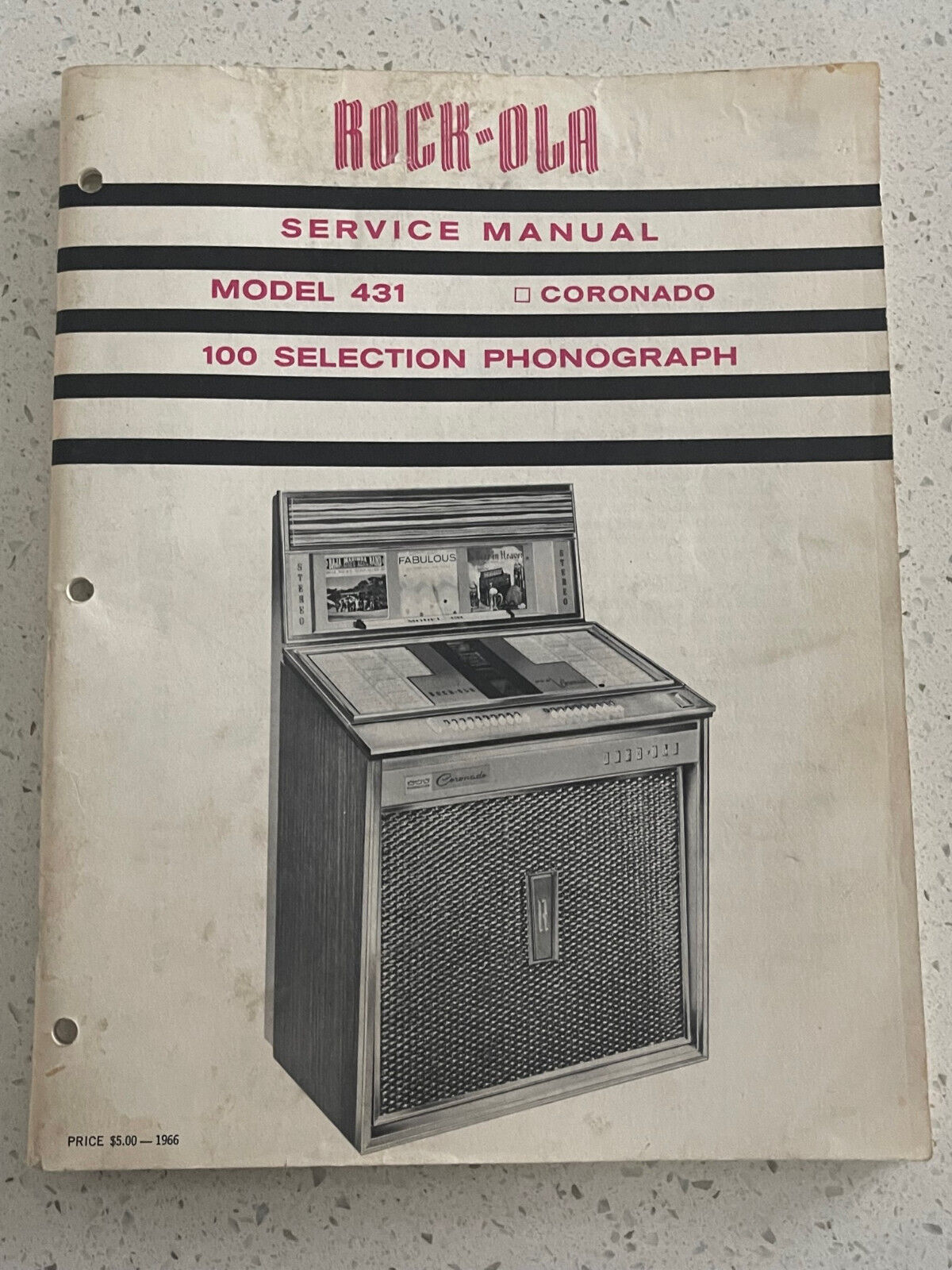 ORIGINAL Rock-Ola Model 431 Service Manual Phonograph Jukebox Coronado