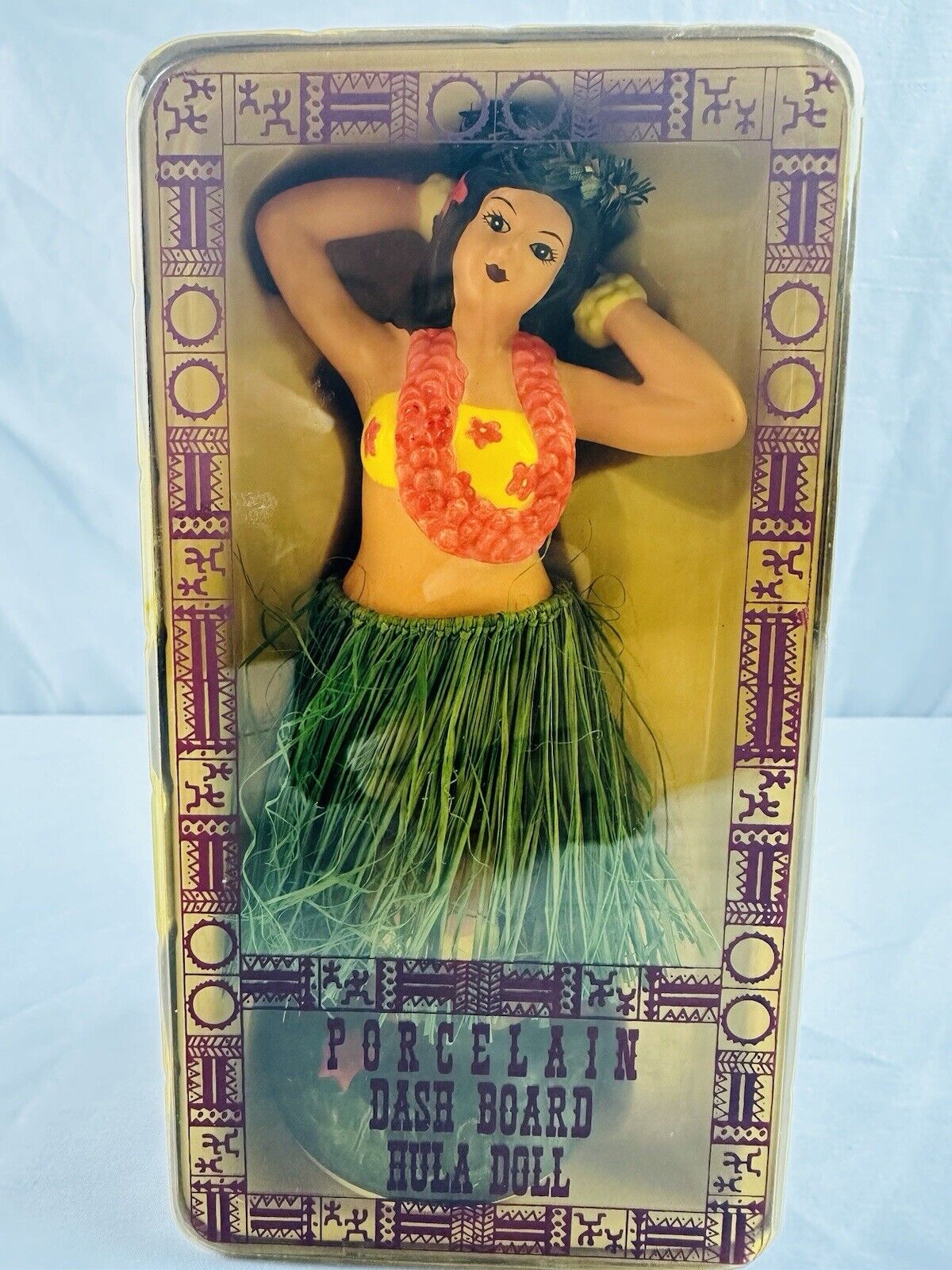 Rare Vintage Ceramic Hawaiian Hula Doll Dashboard Dancing original packaging