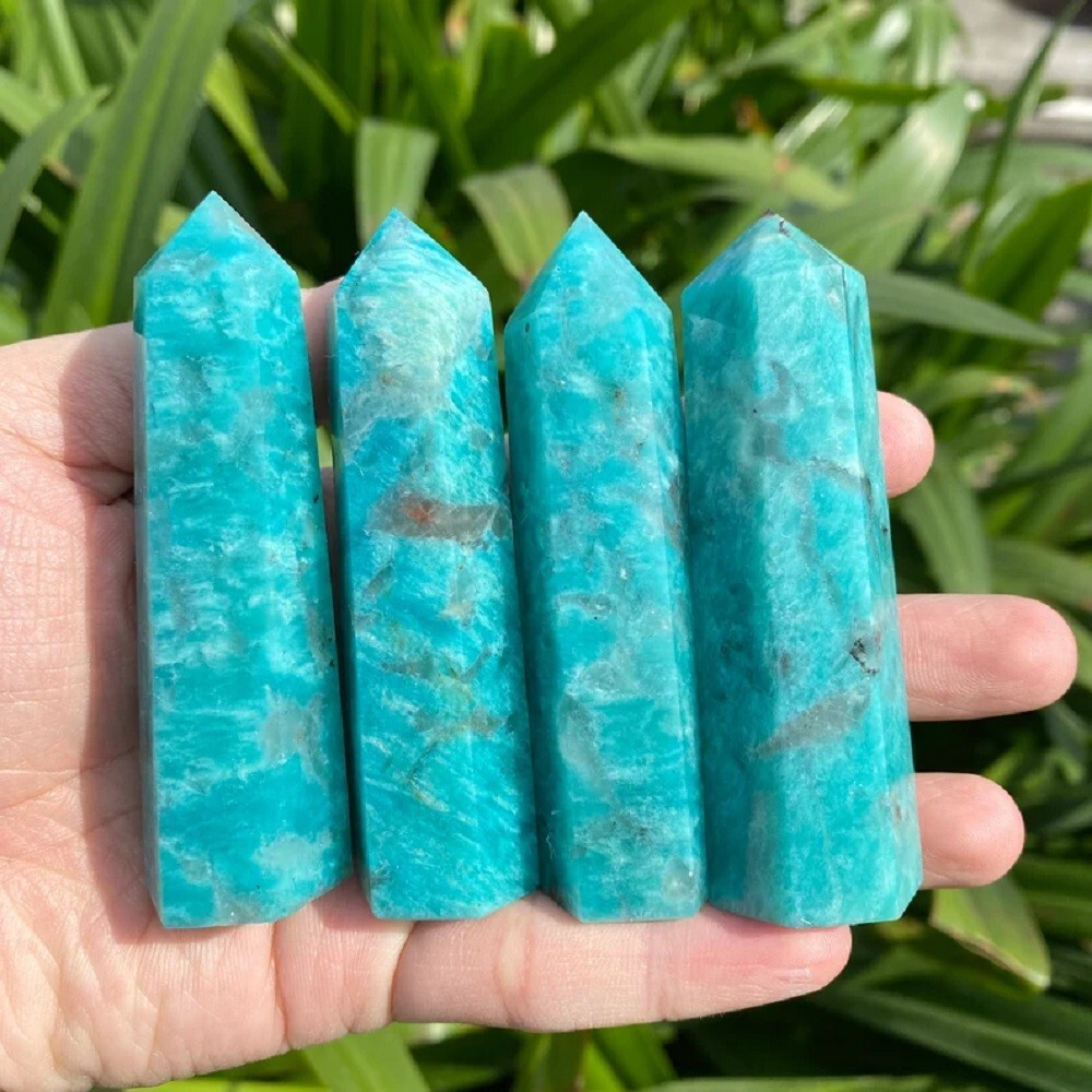 3\'\' Amazonite Smoky Quartz Point Obelisk Natural Crystal Wand Tower Decoration