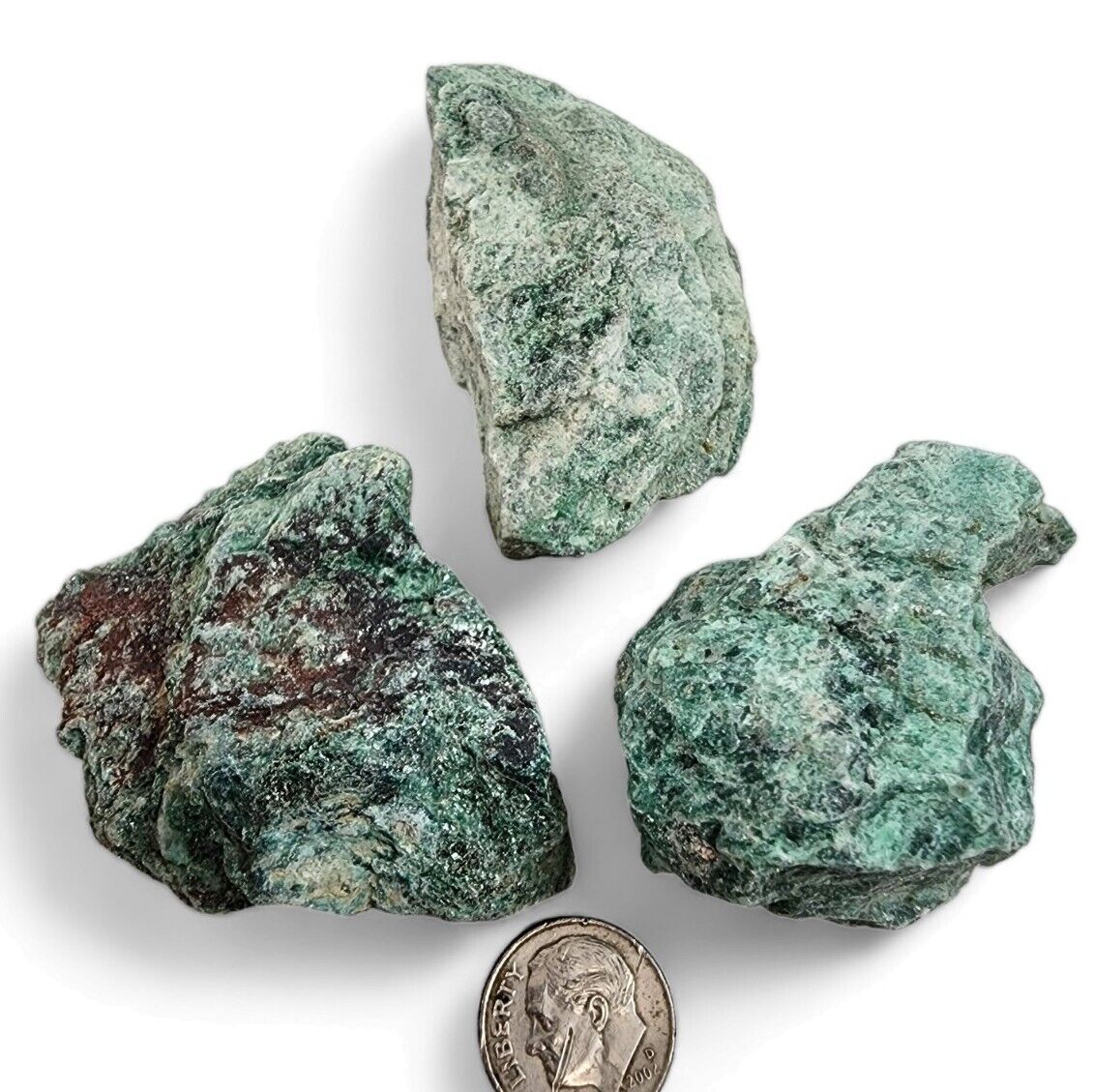 Green Fuchsite Crystal Pieces Brazil 156 grams. 3 Piece Lot