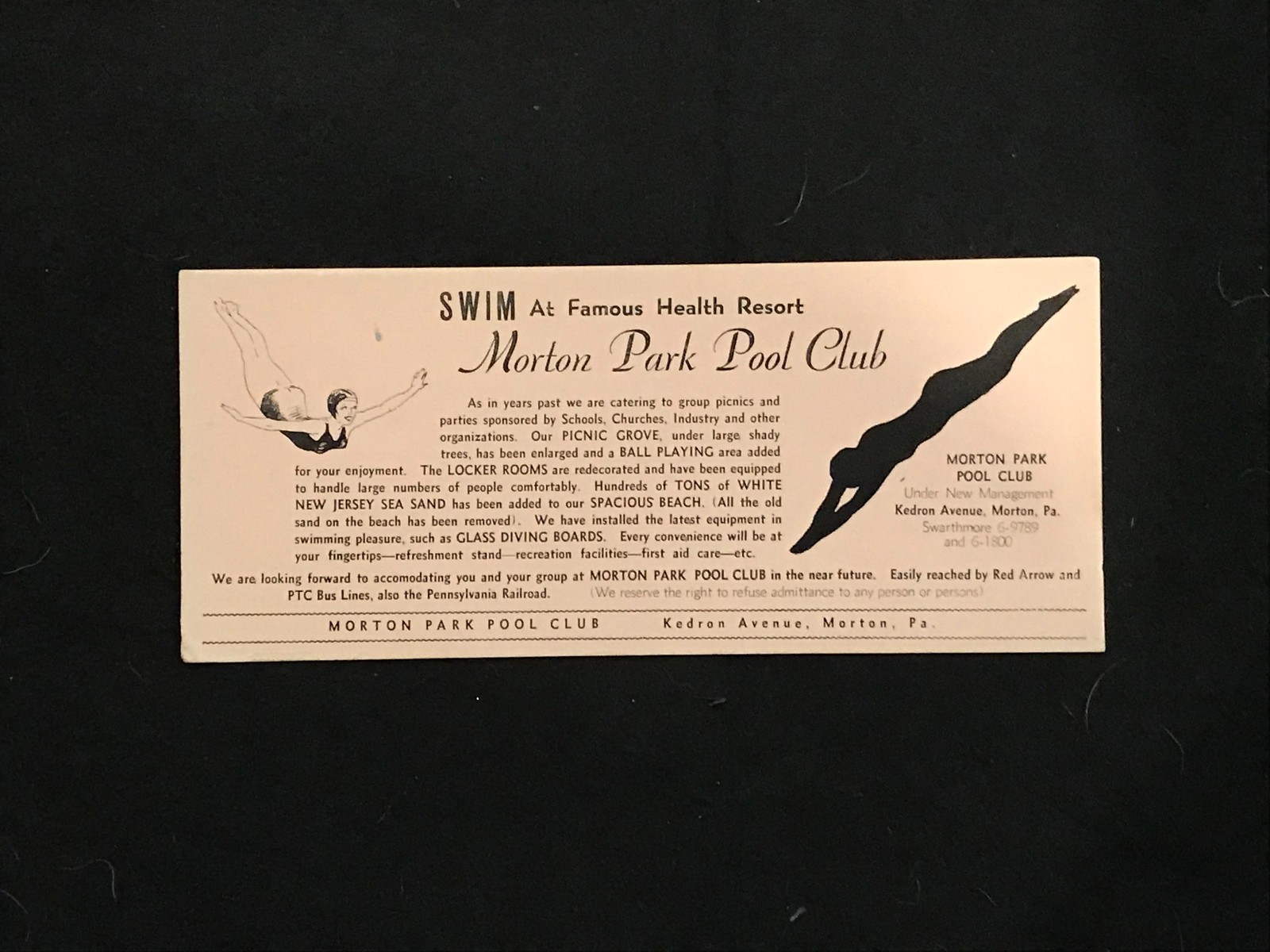 3 - MORTON PARK POOL CLUB KEDRON AVE. MORTON, PA INK BLOTTERS 3 - MORTON PARK POOL CLUB KEDRON AVE. MORTON, PA INK BLOTTERS