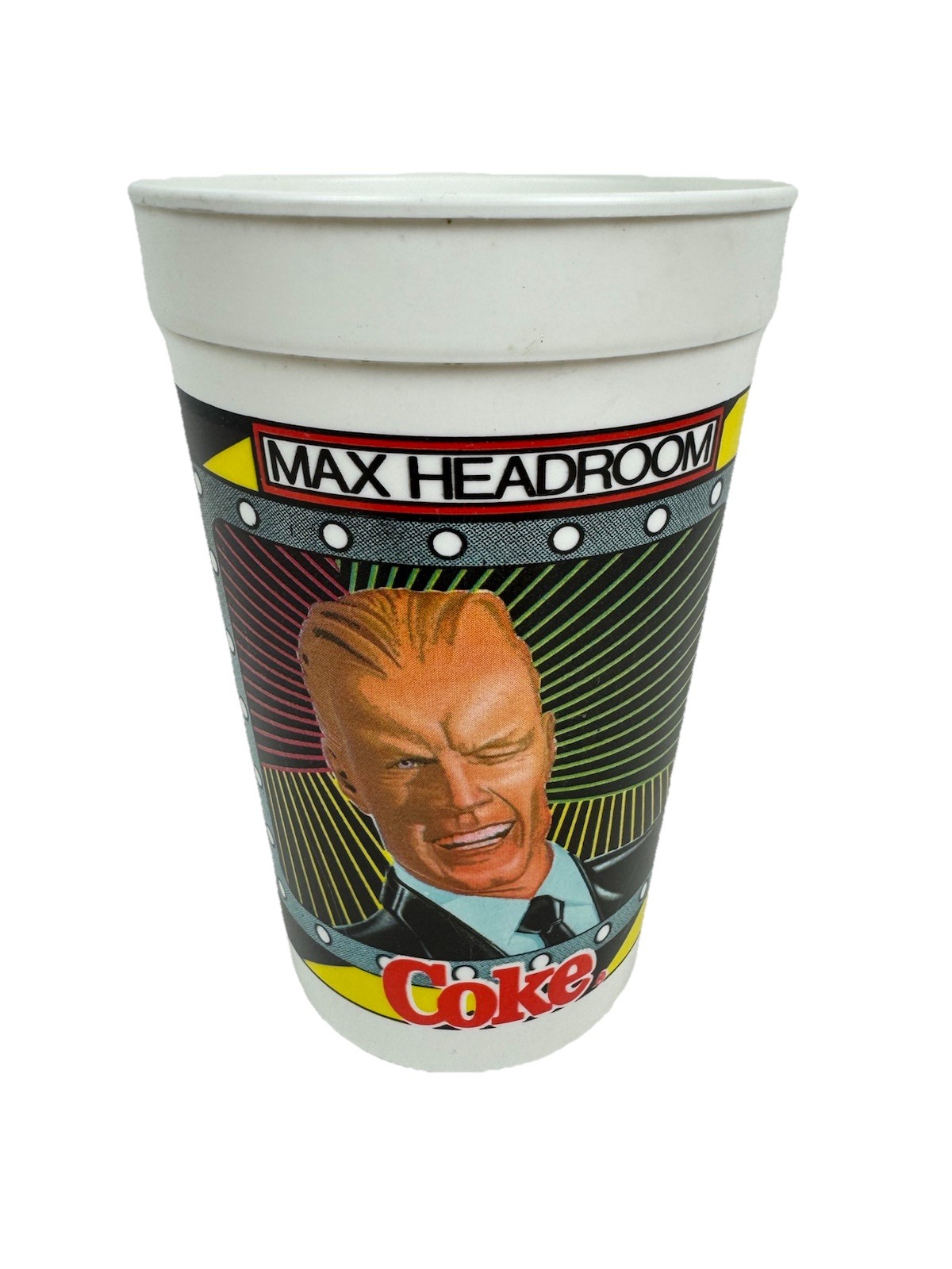 Vintage Max Headroom Plastic Cup Coke 1987 Coca Cola Soda Pop NOS Souvenir 80s Vintage Max Headroom Plastic Cup Coke 1987 Coca Cola Soda Pop NOS Souvenir 80s