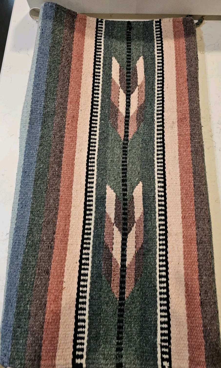 Vintage Mexican Wool Blend Handwoven Rug 29x64 Artesanias RYA Southwest Pattern Vintage Mexican Wool Blend Handwoven Rug 29x64 Artesanias RYA Southwest Pattern