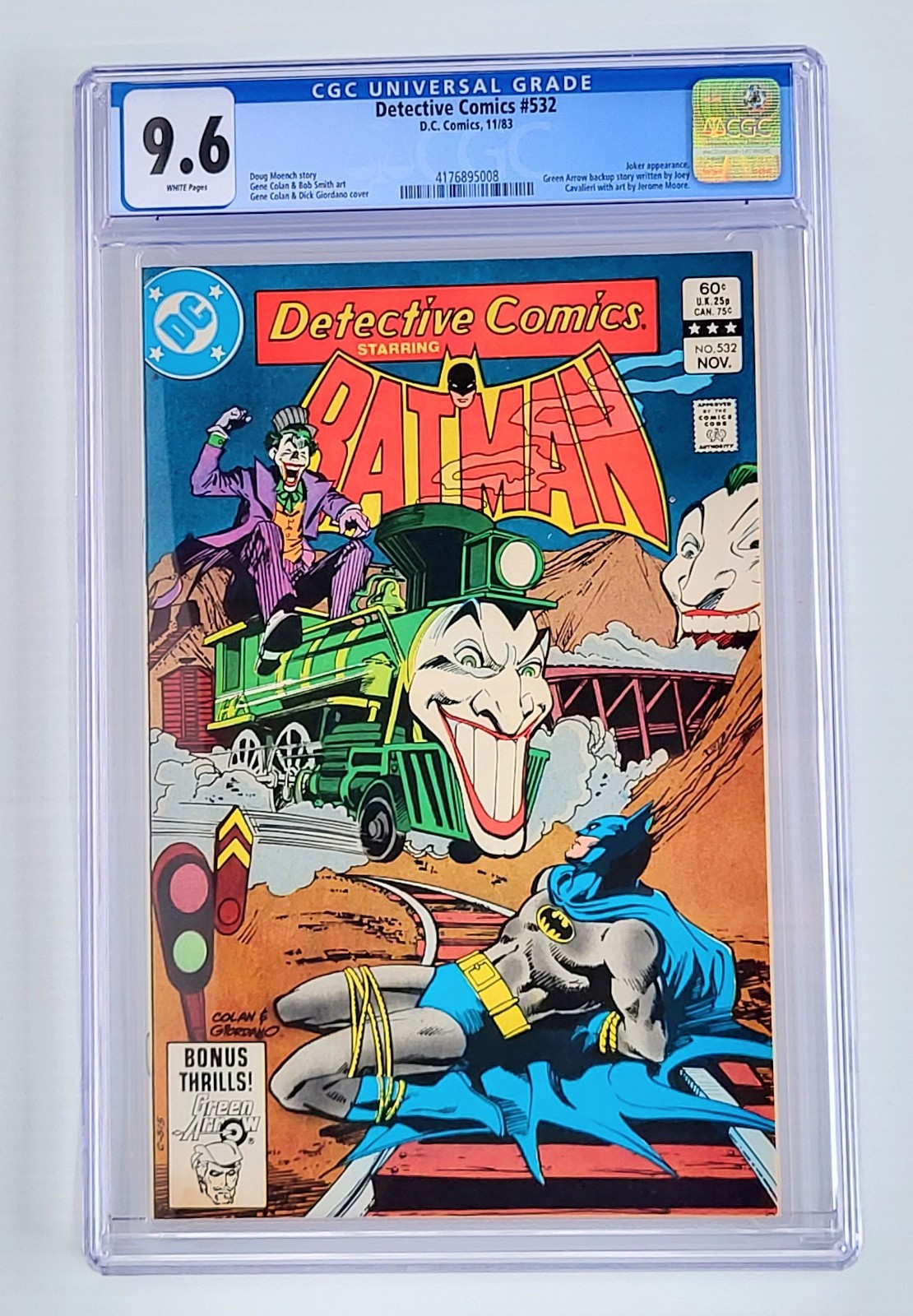 Detective Comics #532 DC 1983 CGC 9.6 White Pages Classic Joker Batman Cover NM+ Detective Comics #532 DC 1983 CGC 9.6 White Pages Classic Joker Batman Cover NM+