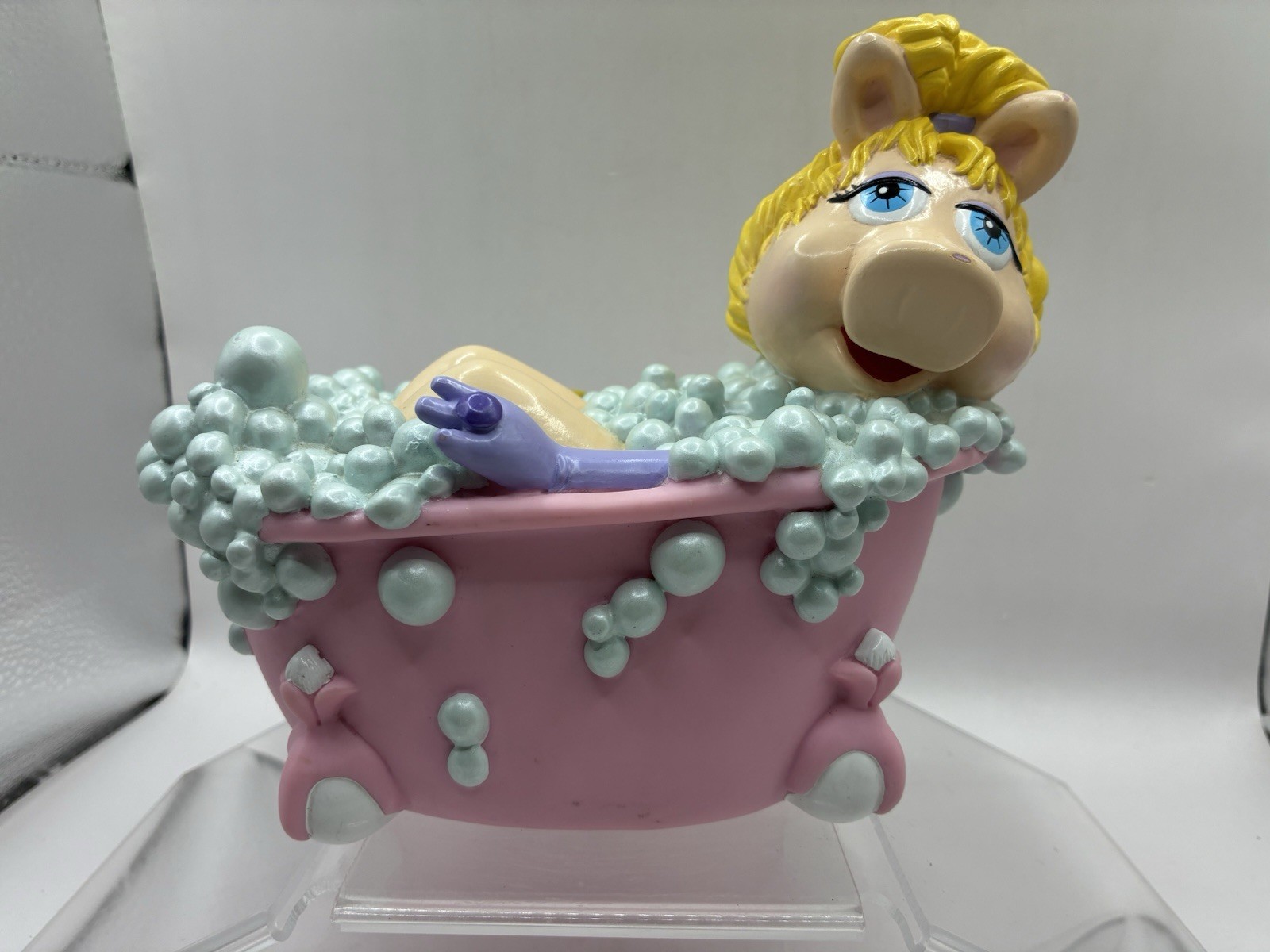 VTG Miss Piggy In Pink Bubble Bath, Vinyl Piggy Bank Jim Henson Muppets Applause VTG Miss Piggy In Pink Bubble Bath, Vinyl Piggy Bank Jim Henson Muppets Applause
