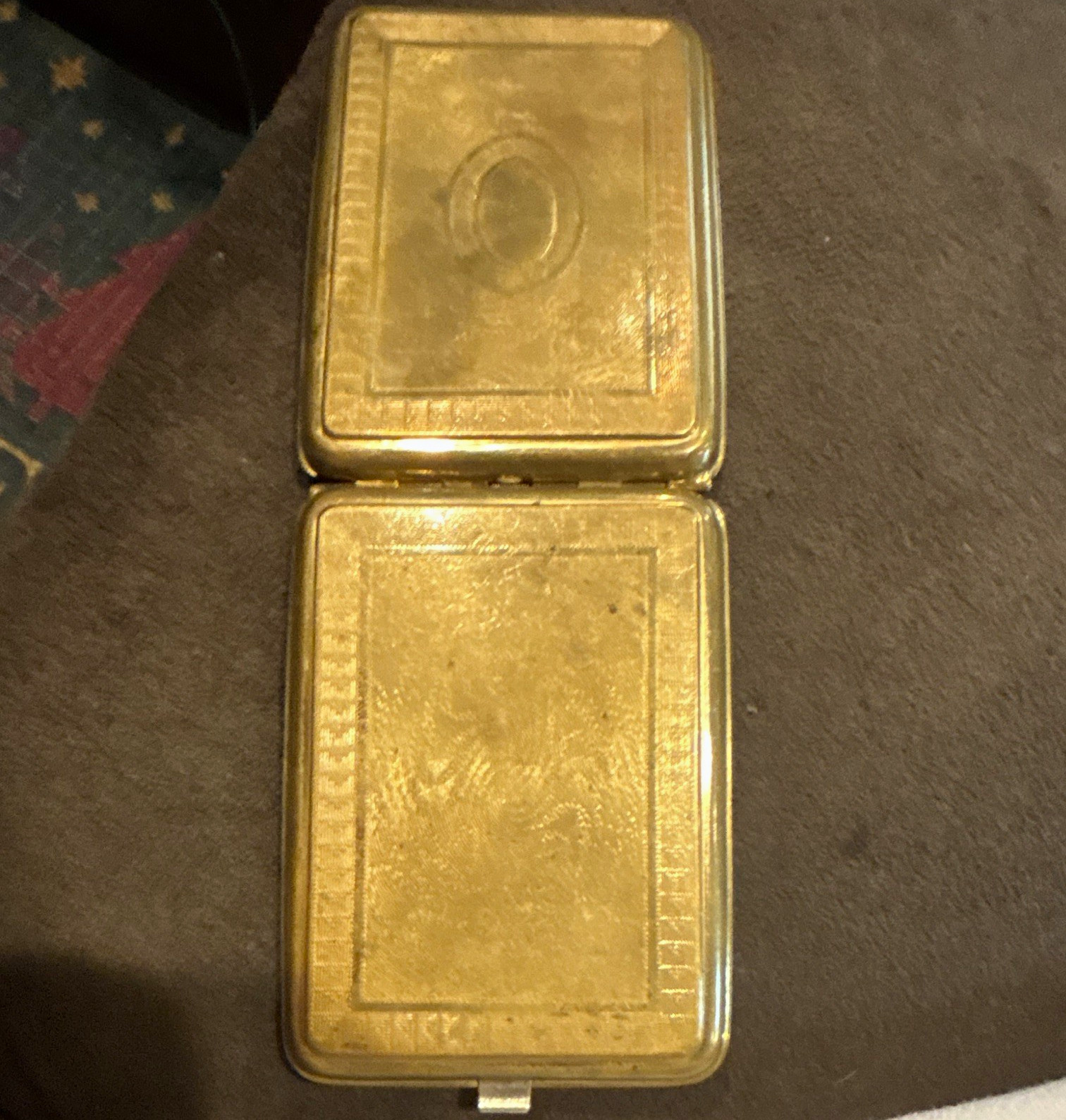 Vintage Gold Tone Vanity Powder Compact w/ Mirror 