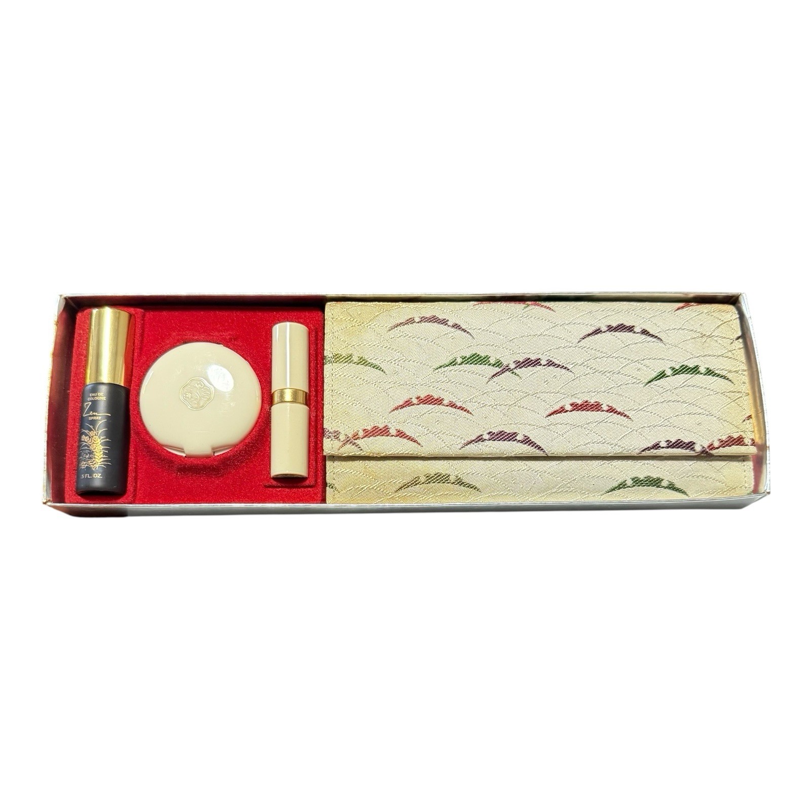 1964 Vintage Shiseido Zen Eau de Cologne gift set NOS Wallet Compact Lipstick