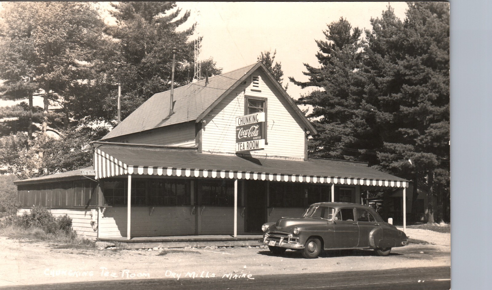 CHUNKING TEA ROOM & DINER dry mills me real photo postcard rppc maine coca-cola