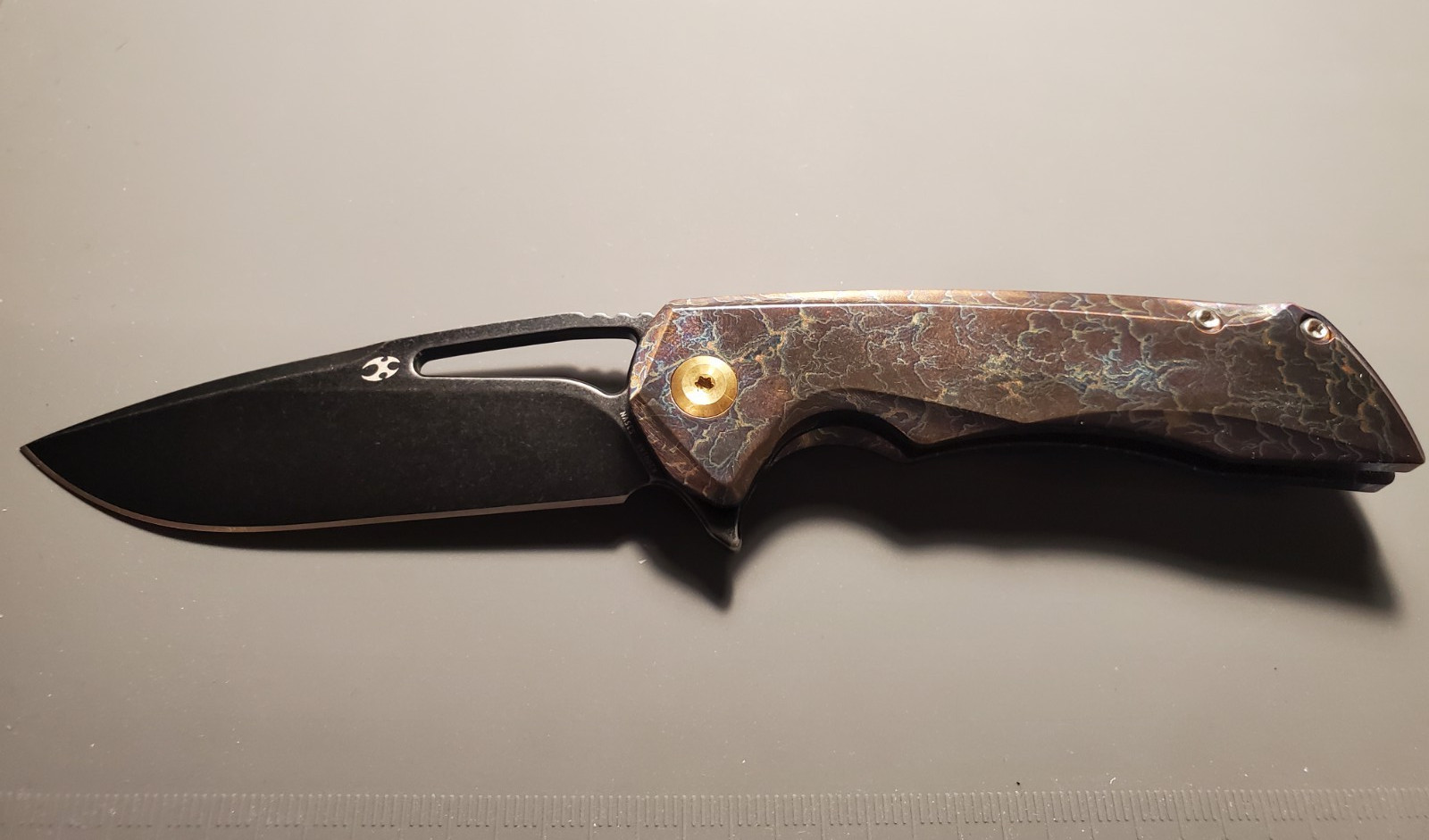Kansept Mini Kryo Pocketknife S35VN Drop Point Titanium Lightning Strike