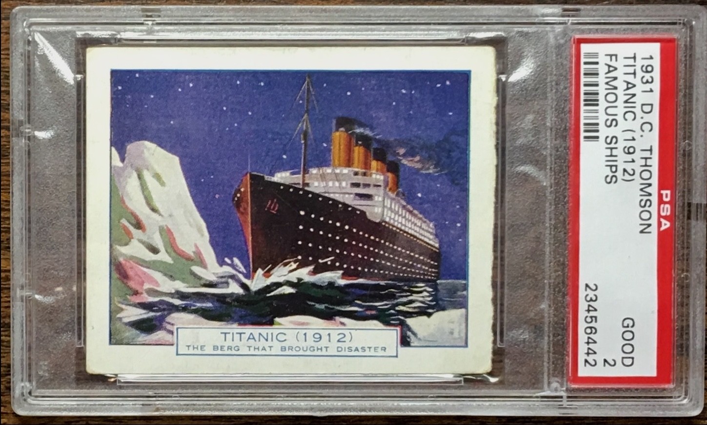 R.M.S. TITANIC 1931 D.C. THOMSON THE WIZARD FAMOUS SHIPS CARD LOW POP PSA 2 R.M.S. TITANIC 1931 D.C. THOMSON THE WIZARD FAMOUS SHIPS CARD LOW POP PSA 2