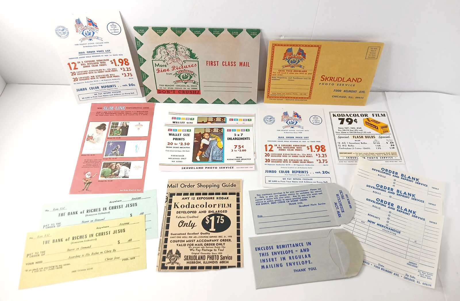 Vintage 1960's SKRUDLAND PHOTO SERVICE Advertising Promo Film Coupons CHICAGO