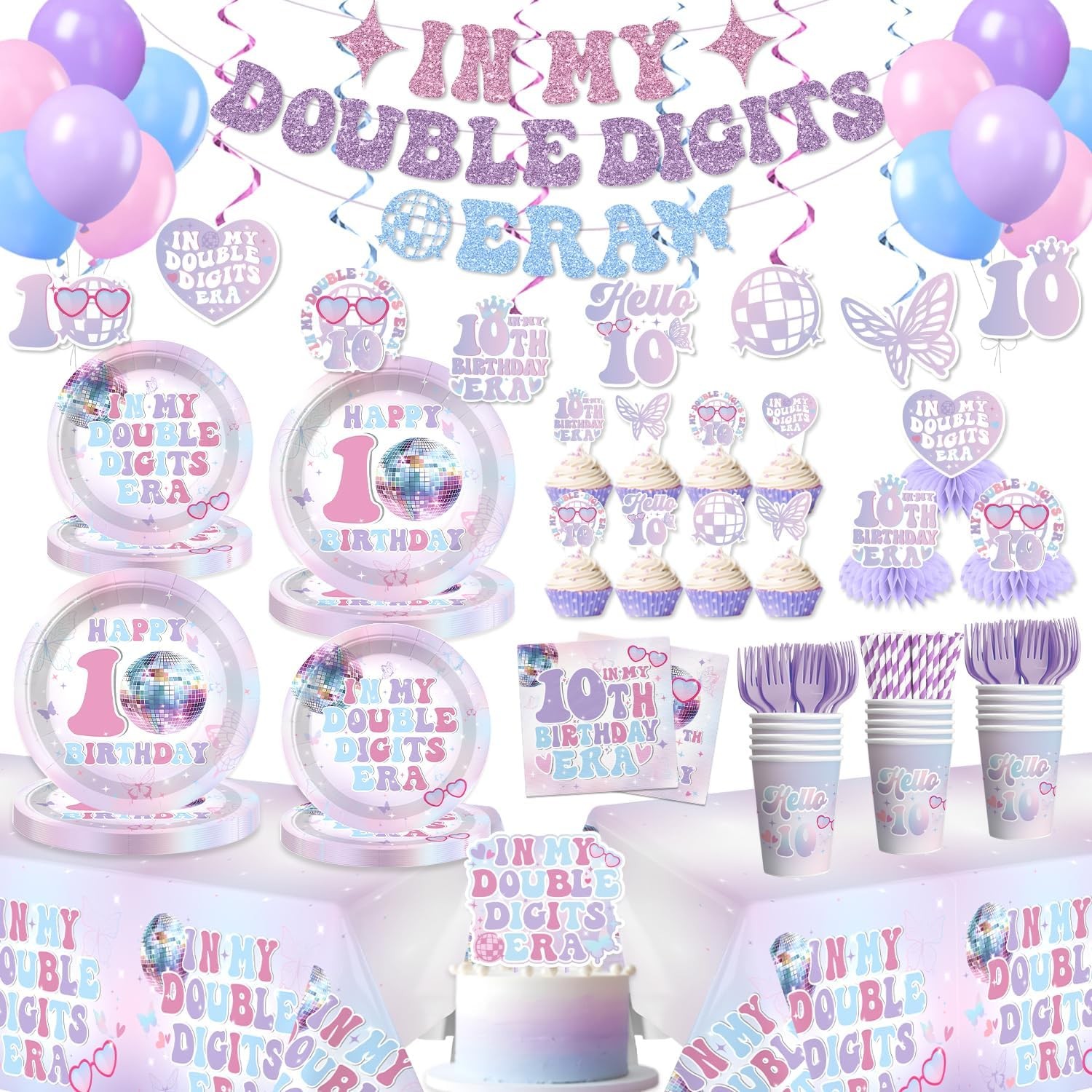 10th Birthday Decorations for Girl, No-DIY In My Double Digits Era Girl Decor...