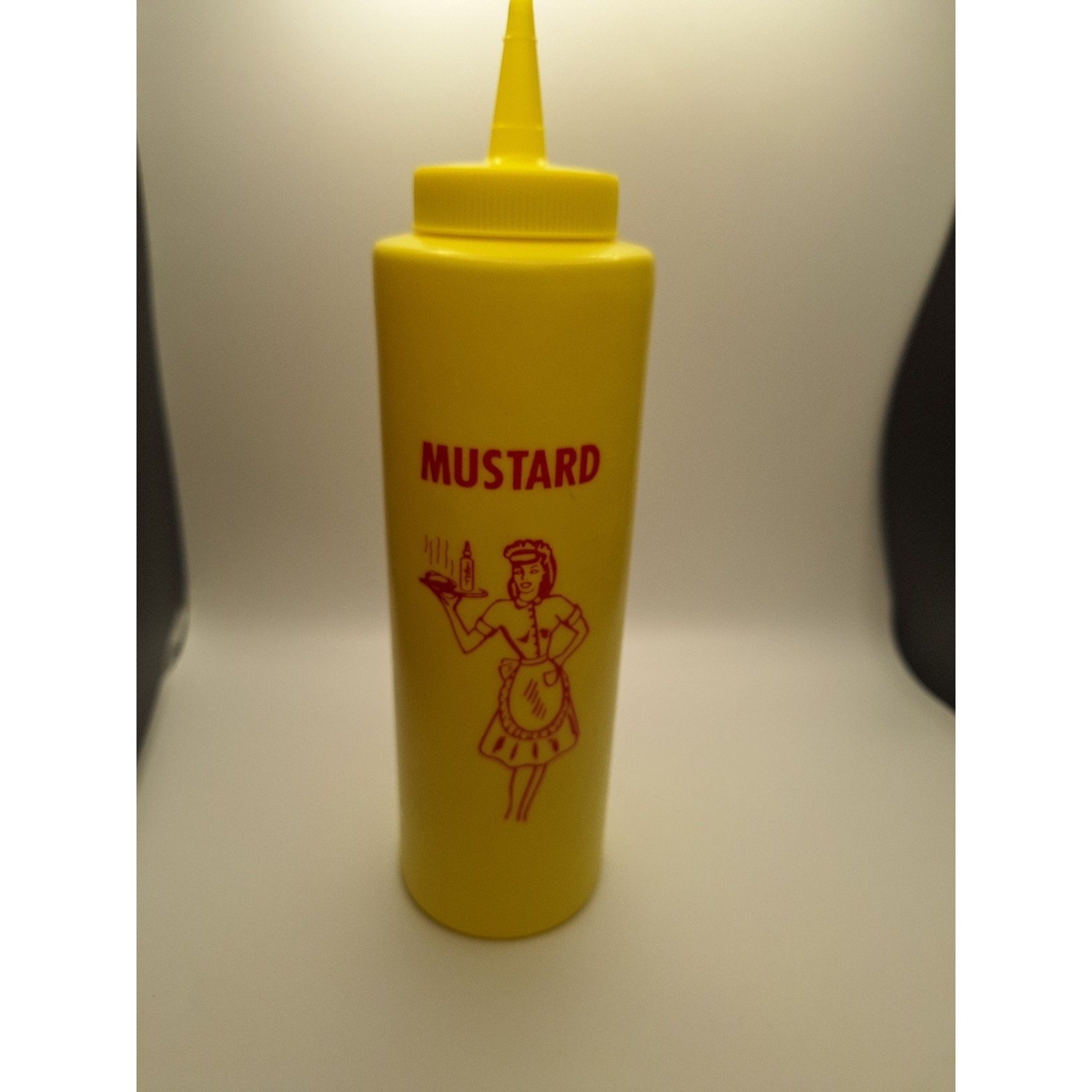 Vintage Tablecraft Mustard Bottle Pinup Girl Squeeze Bottle Yellow