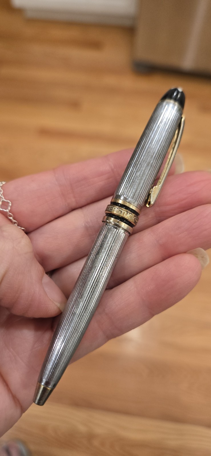 Montblanc Meisterstuck Solitaire Sterling Silver Pinstripe Ballpoint Pen Small 