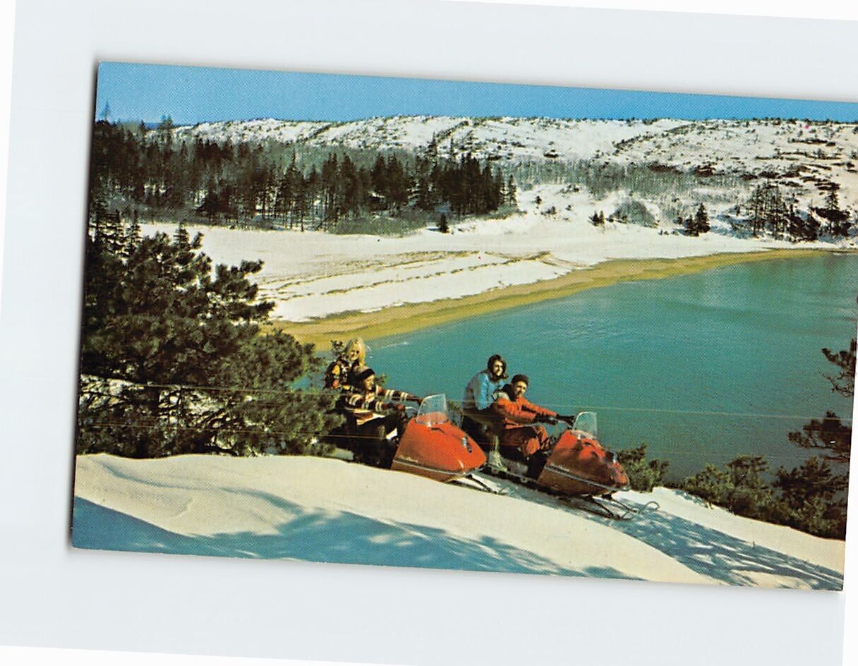 Postcard Snowmobiling in Acadia National Park Bar Harbor Maine USA