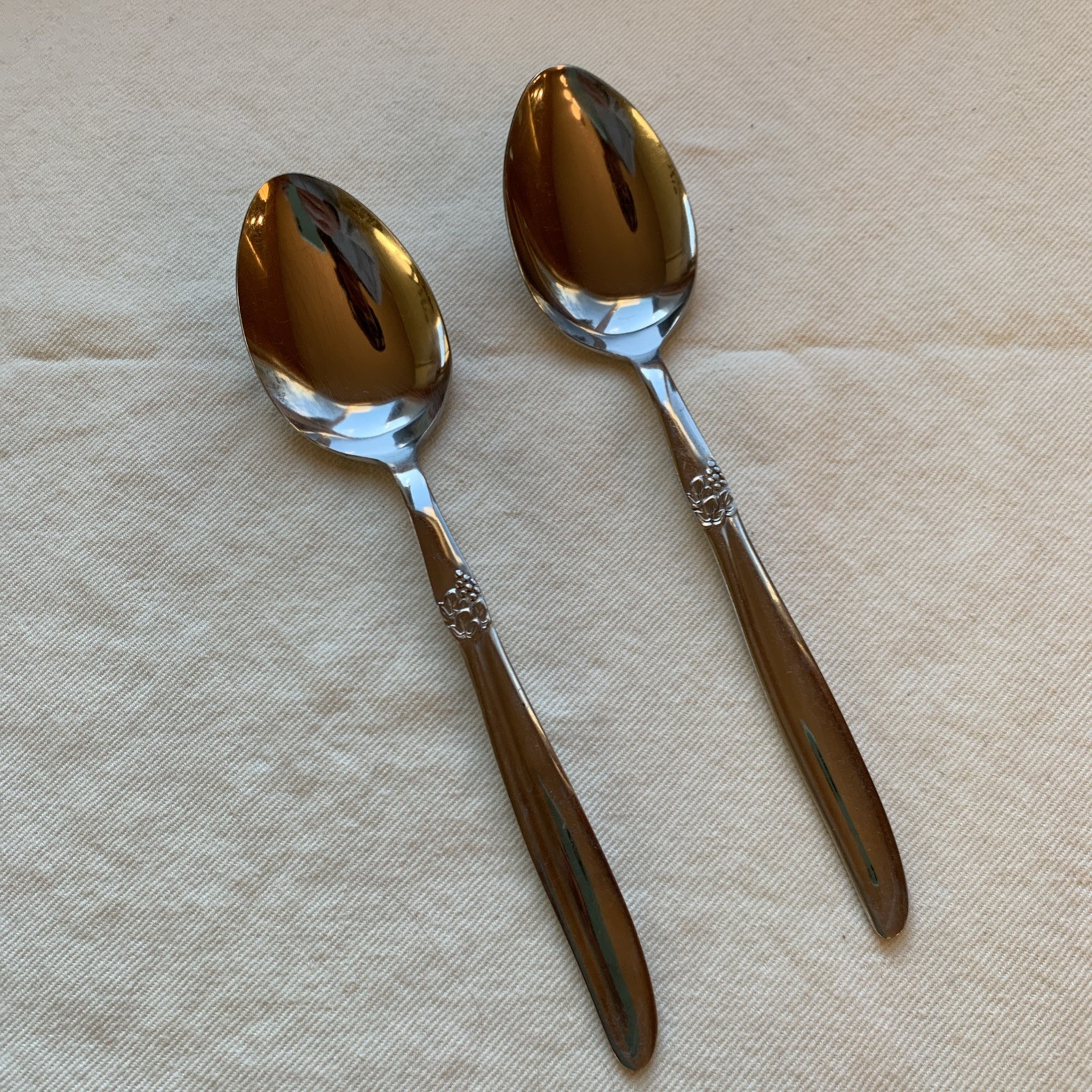 VTG Serving Spoons (2) Montgomery Ward Grape MWCO Stainless Japan Flatware Mcm