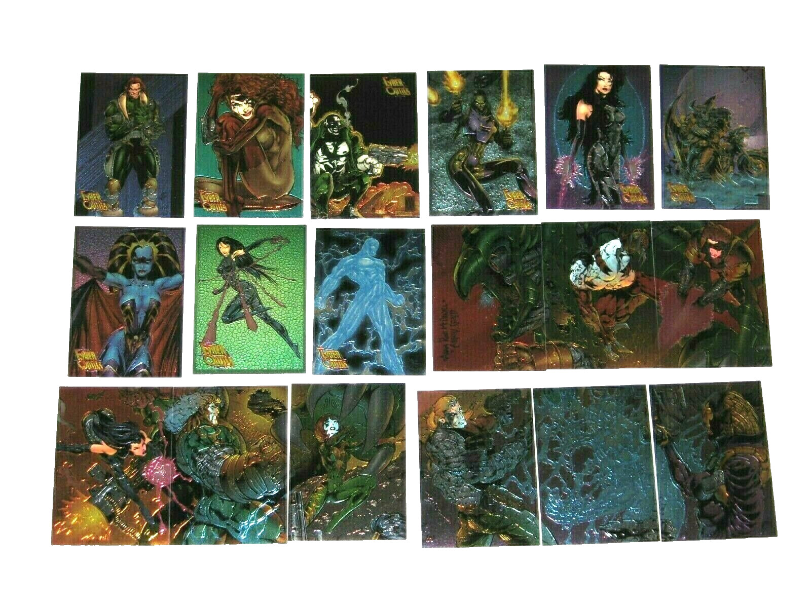 1995 CYBER FORCE ALL-CHROMIUM CYBER OPTICS 18 INSERT CARD SET TOP COW HEATWAVE