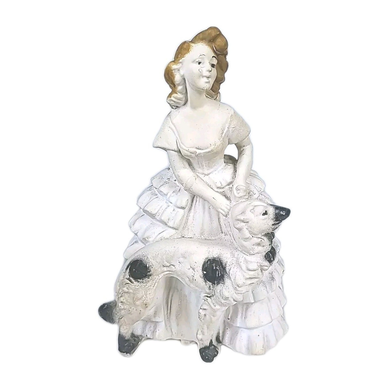 Vintage 1940 Carnival Chalkware Plaster Statue Redhead Woman Dog Unique Figurine Vintage 1940 Carnival Chalkware Plaster Statue Redhead Woman Dog Unique Figurine