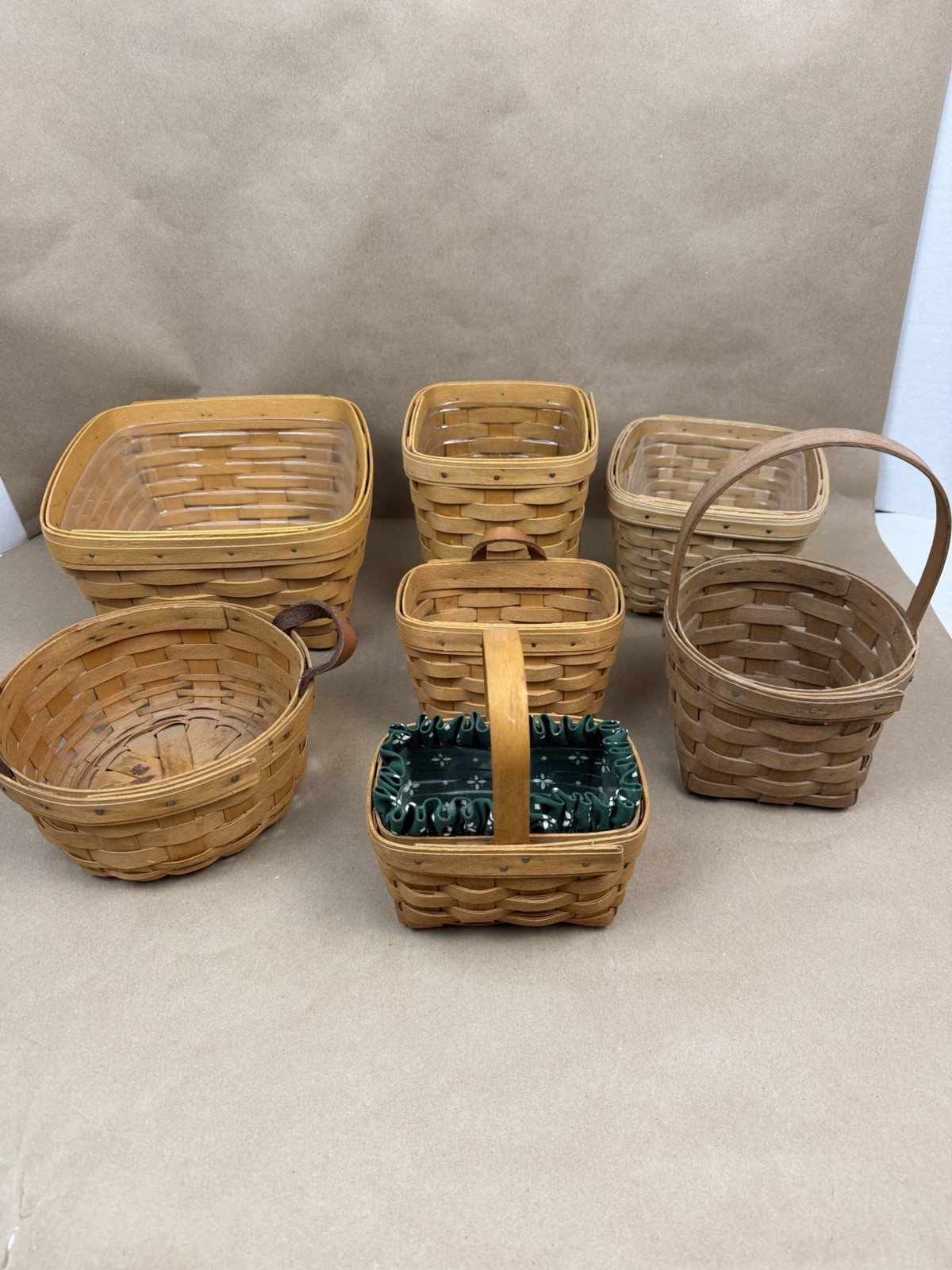 Vintage Longaberger Baskets Lot Of 7 1986-2005 Variety Sizes Dated Signed