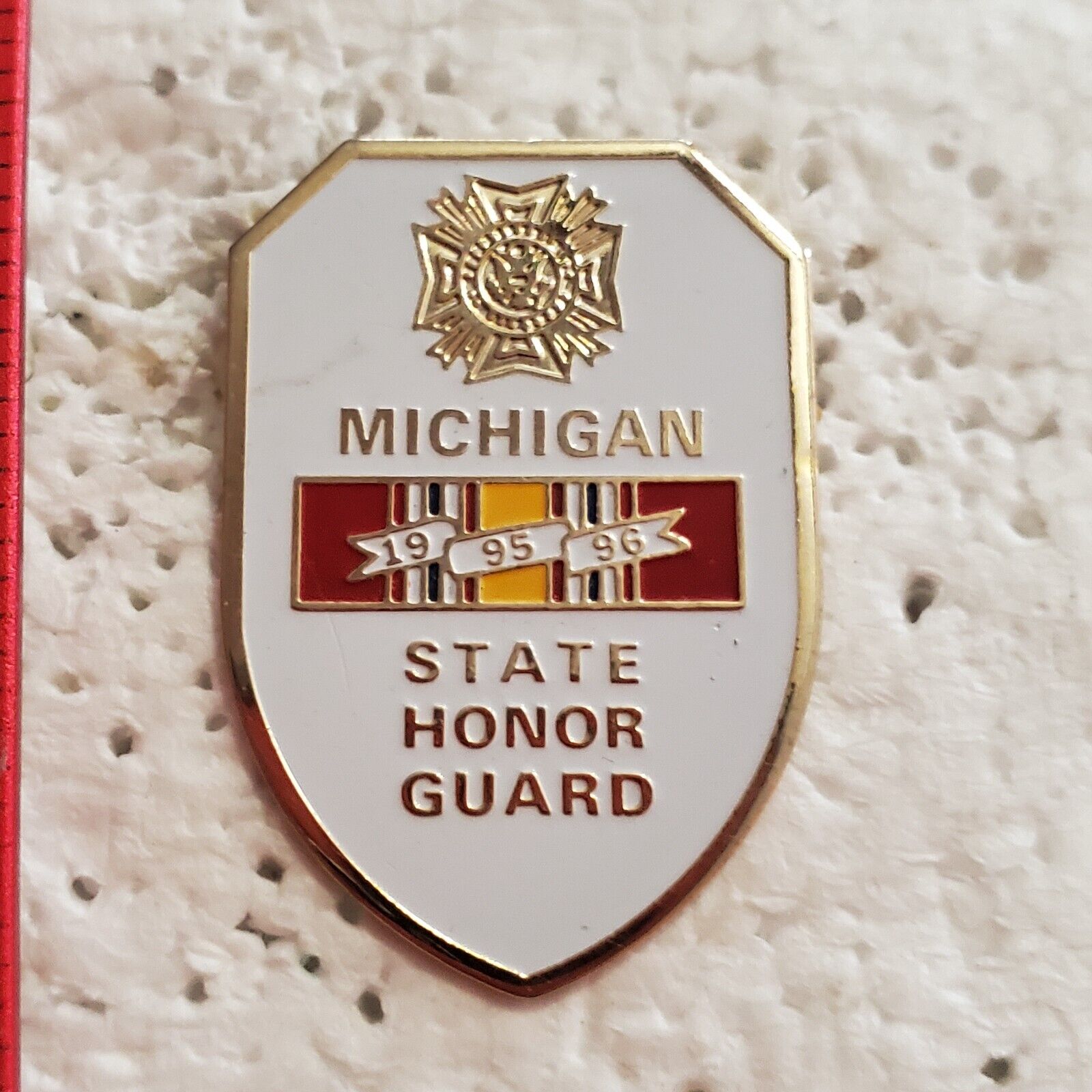 VTG VFW 1995-96 Michigan State Honor Guard Lapel Hat Pin Ribbon Seal Tie Tac